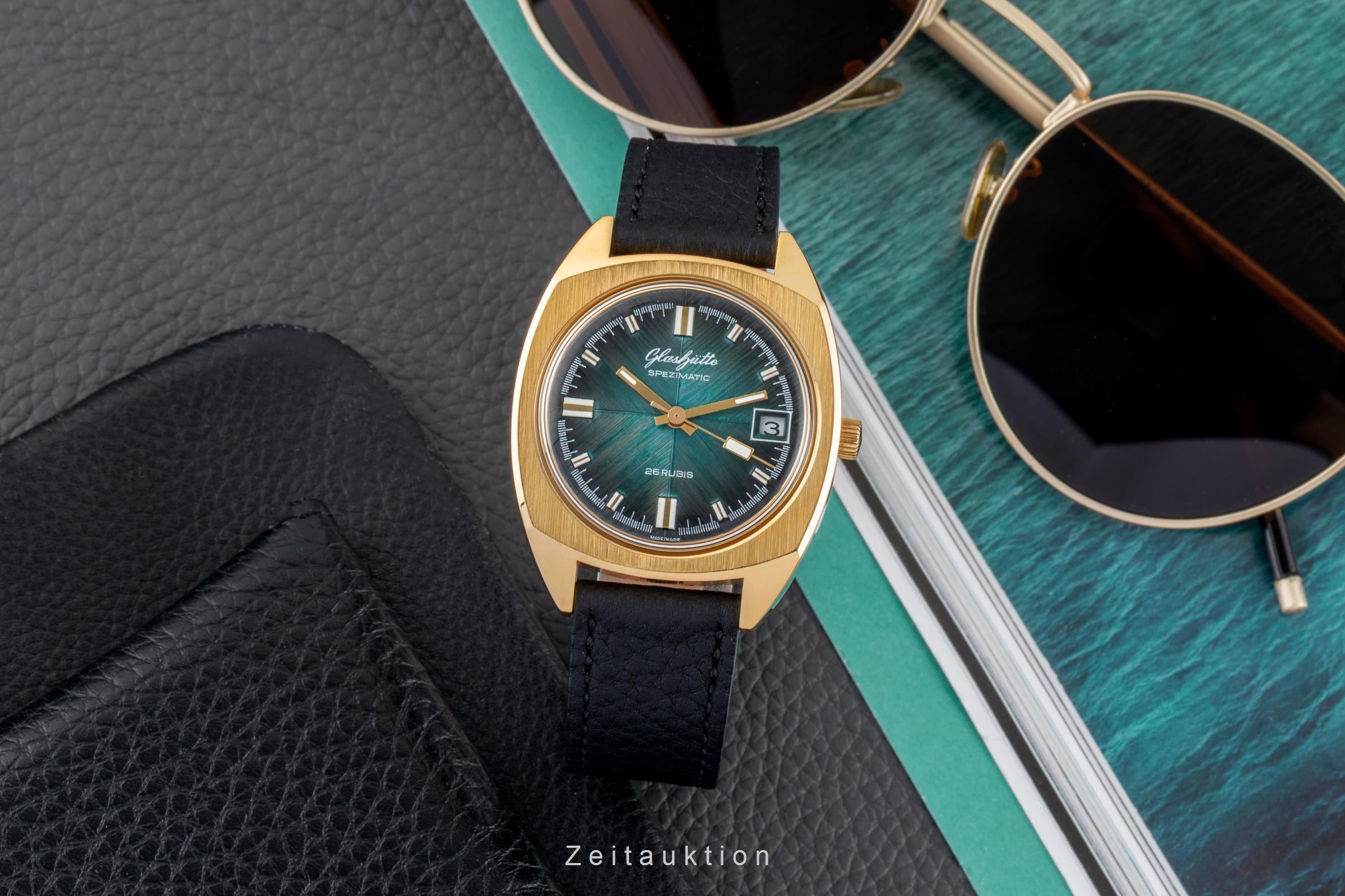 Glashütte Spezimatic latón bañado en oro automático reloj para caballeros Vintage  [2602580]