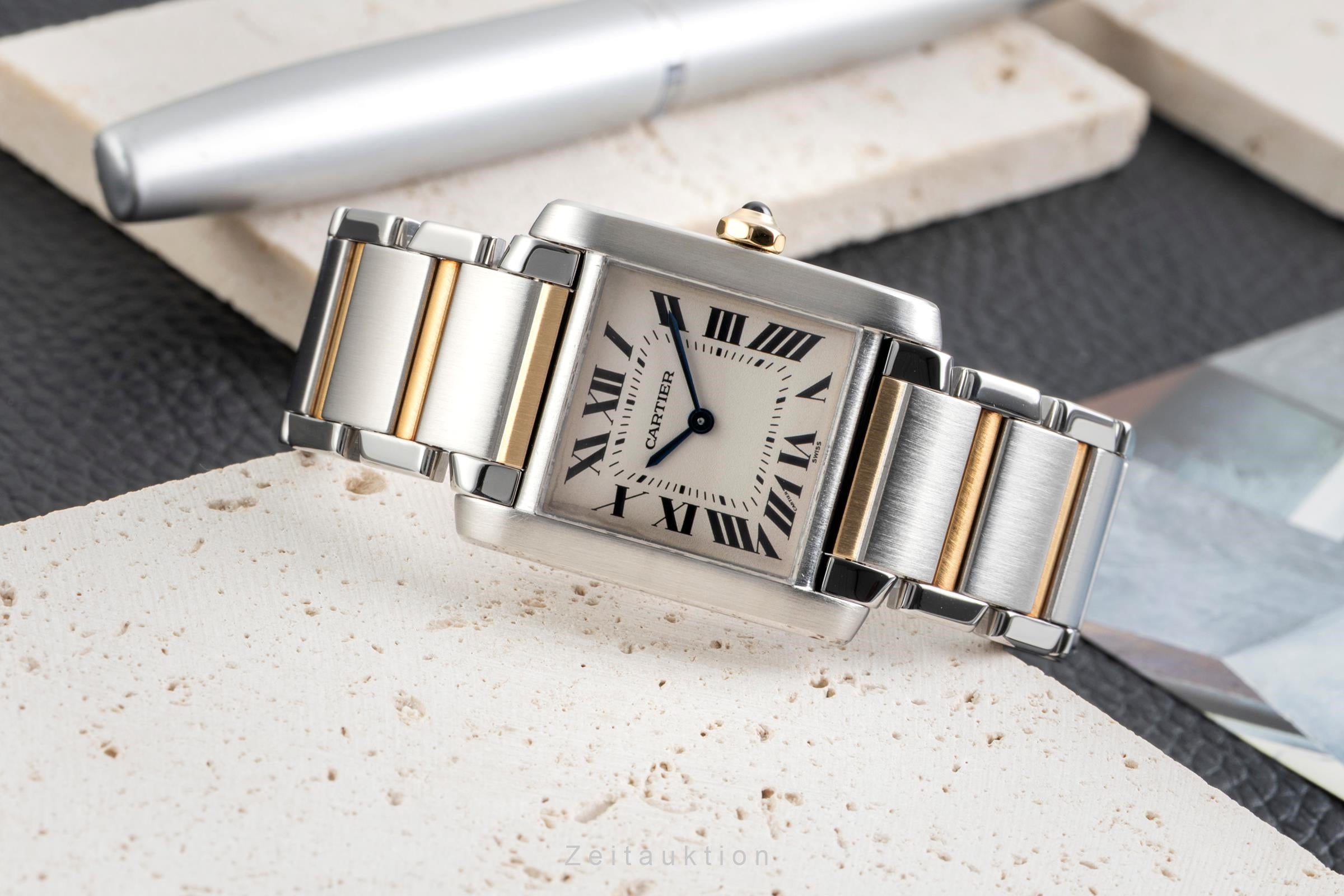 Cartier Tank Francaise steel / gold quartz women's watch W51006Q4  [2602588]
