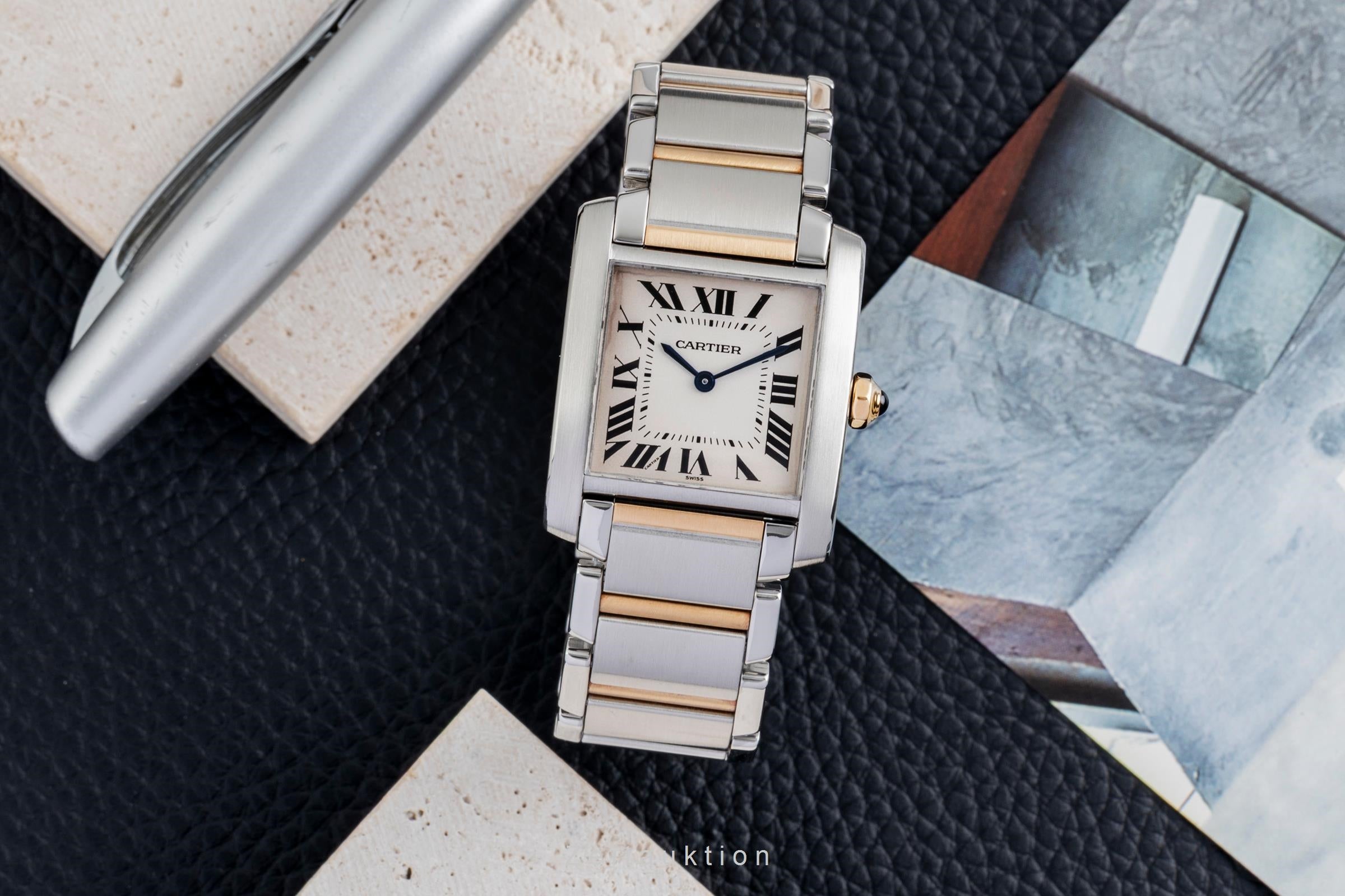 Cartier Tank Francaise steel / gold quartz women's watch W51006Q4  [2602588]