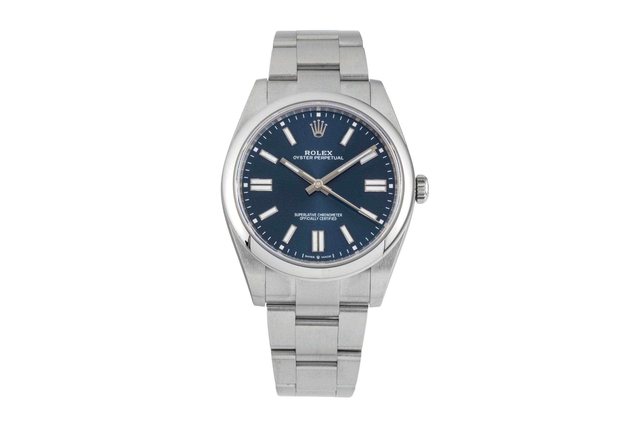 Rolex Oyster Perpetual Blue Dial Stahl Automatik Herren Ref. 124300 B&P 2022 [2602616]