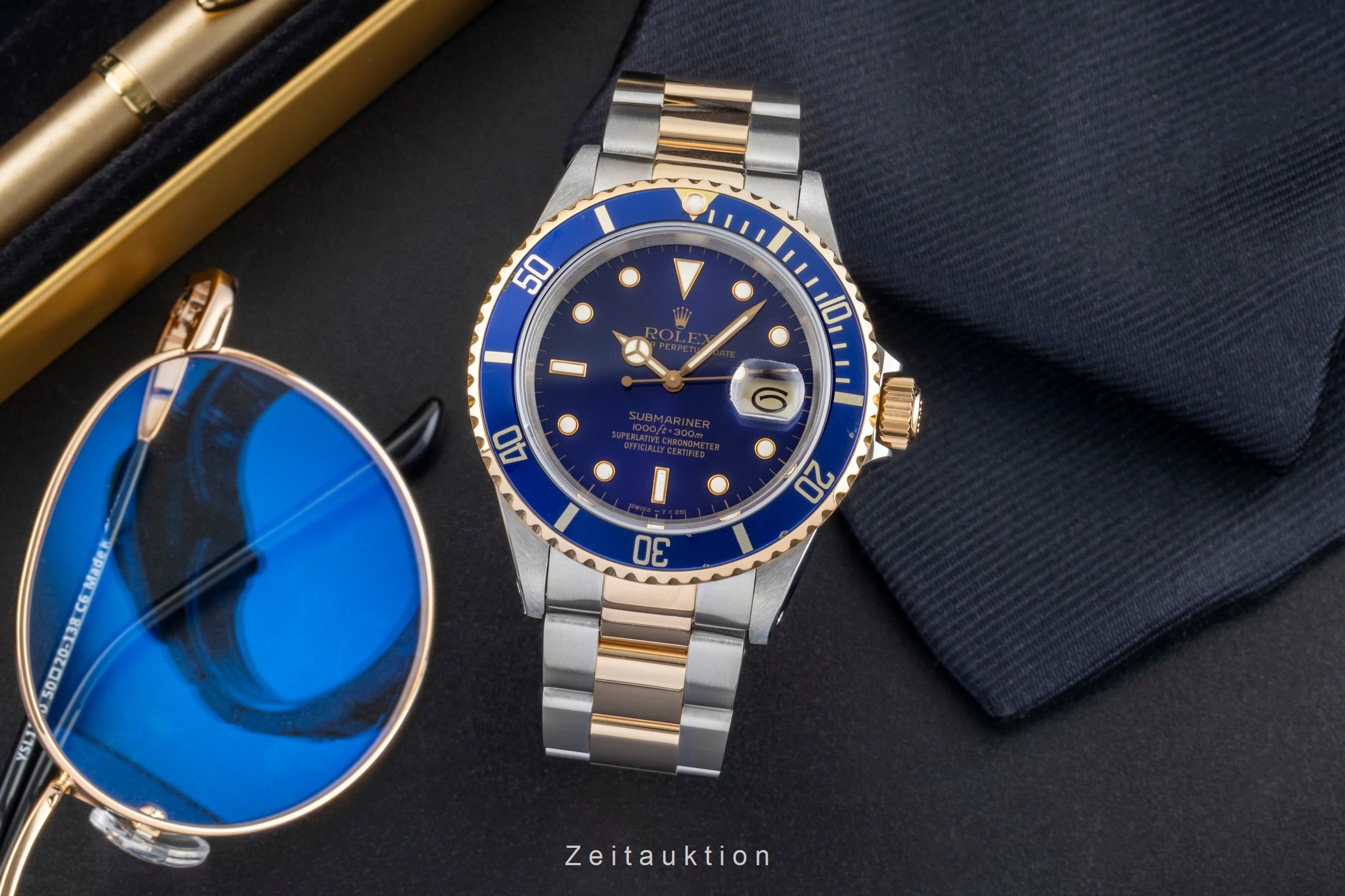 Rolex Submariner Stahl / Gold Herrenuhr Blue Dial Ref. 16613 Box R-Serie [2602628]