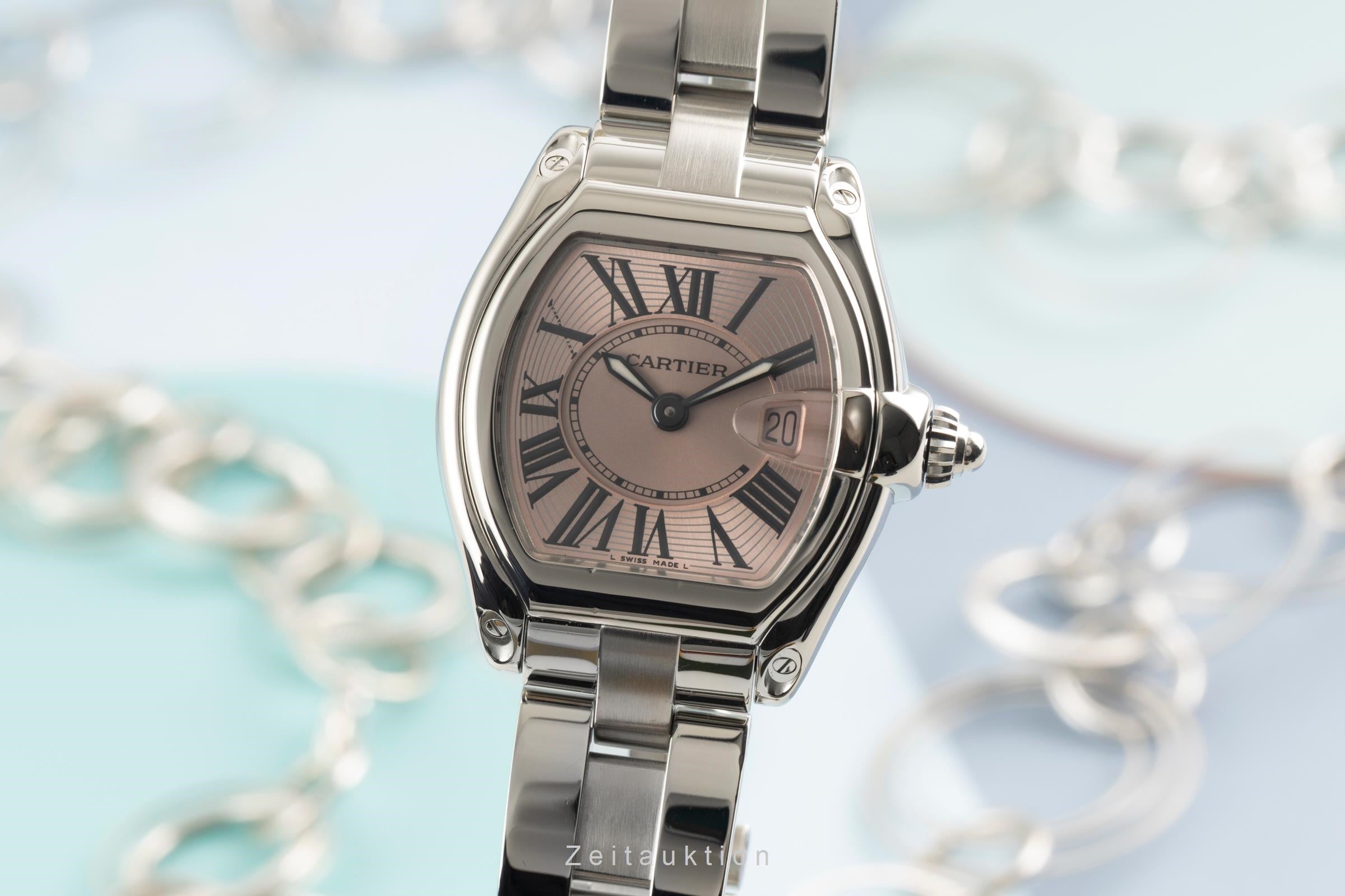Cartier Roadster Pink Dial Edelstahl Quarz Damenuhr Ref. W62017V3 2675 [2602668]