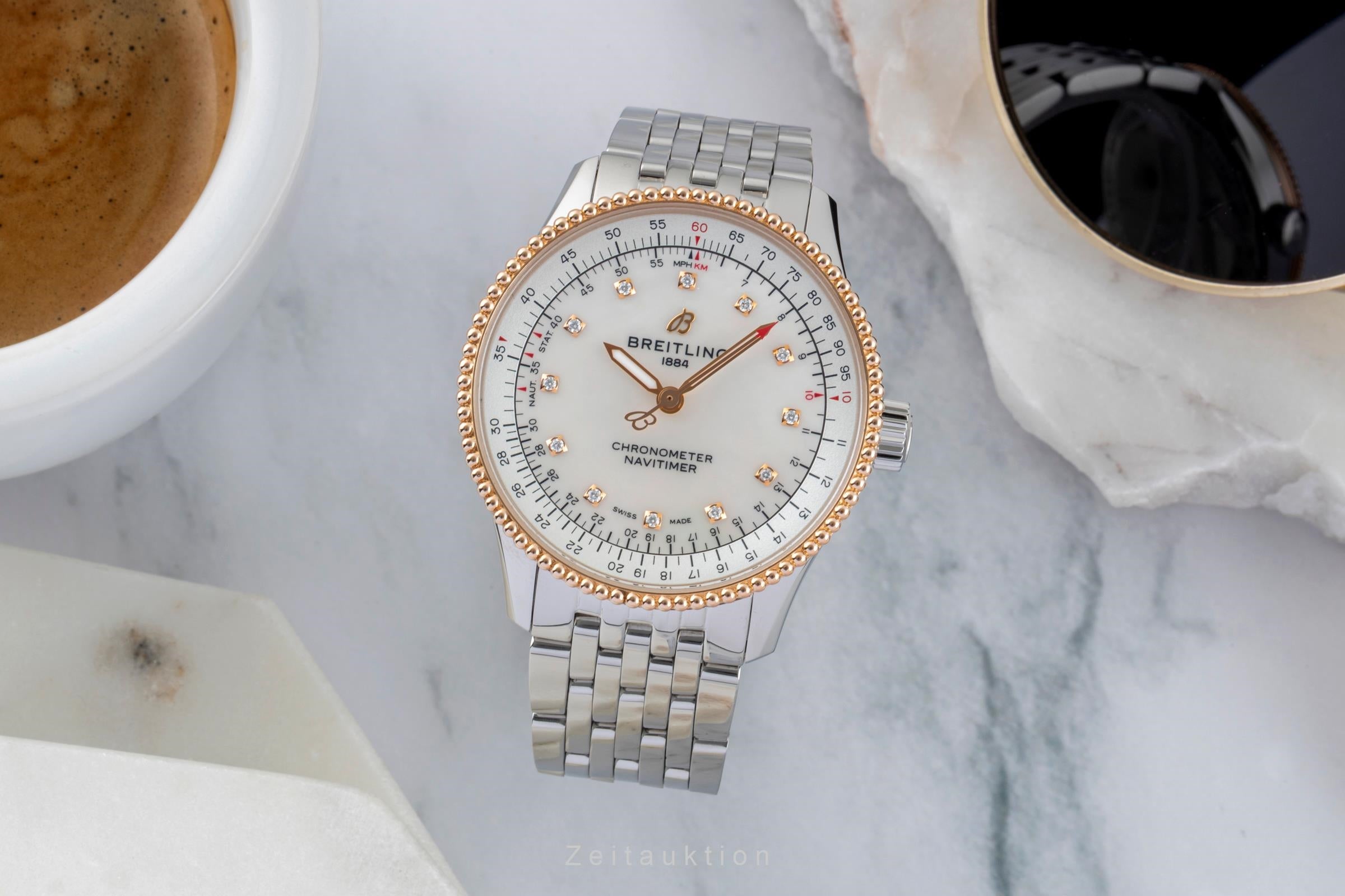 Breitling Navitimer Automatik Stahl Gold MOP Diamonds Ref. U17395  [2602686]
