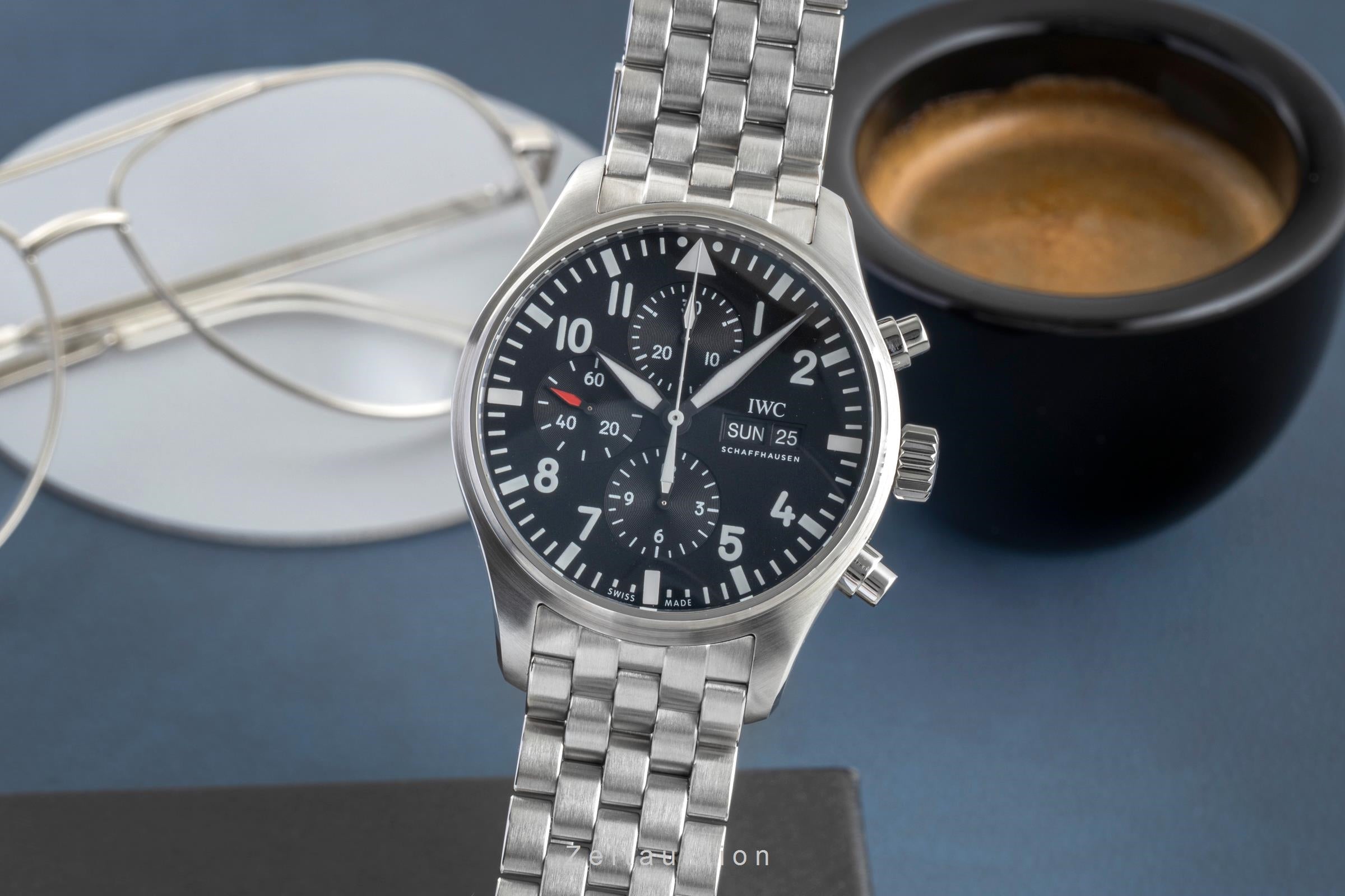 IWC Fliegerchronograph chronograph Steel / rubber automatic men's watch IW377710 LP: 9000EUR  [2602709]
