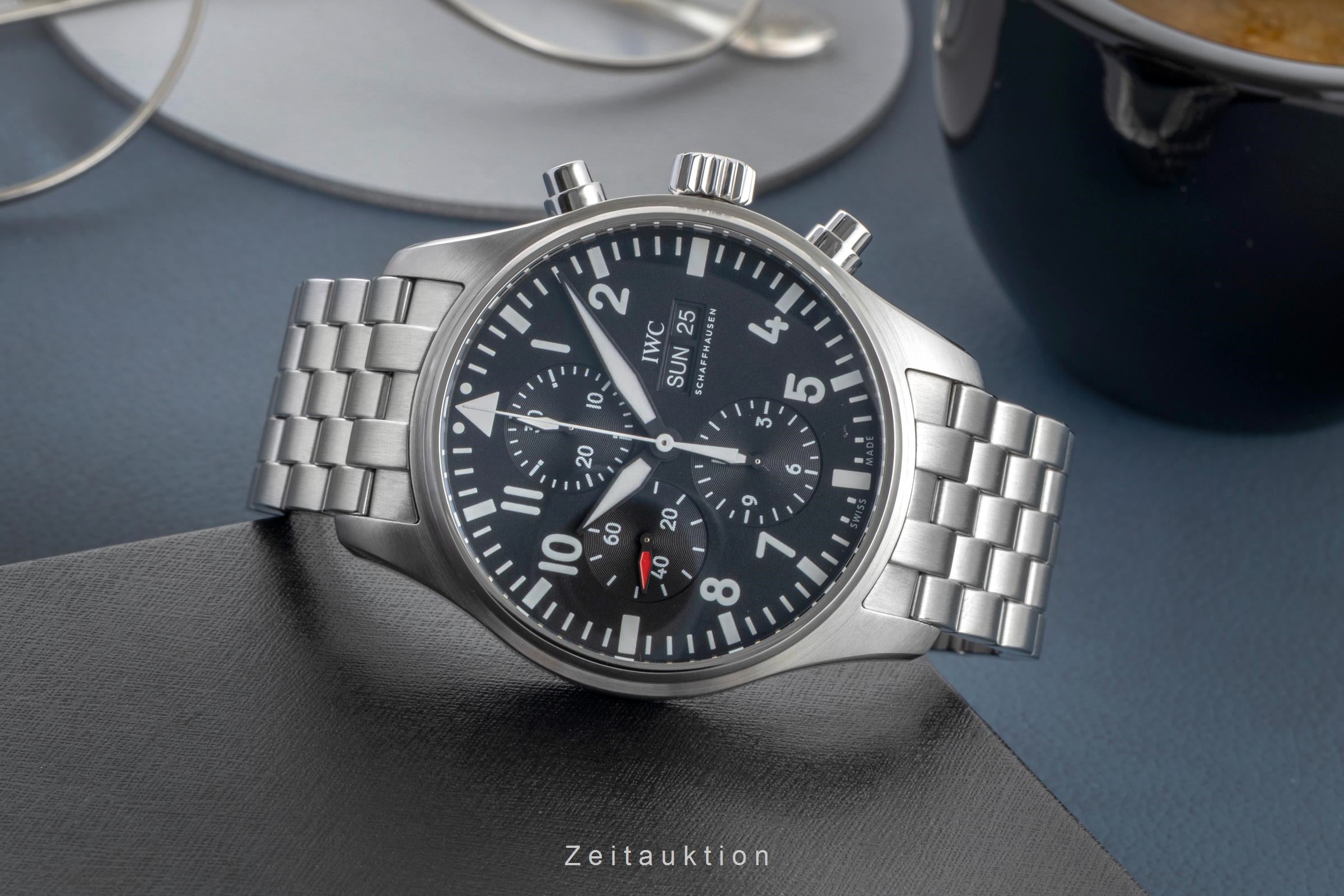 IWC Fliegerchronograph chronograph Steel / rubber automatic men's watch IW377710 LP: 9000EUR  [2602709]