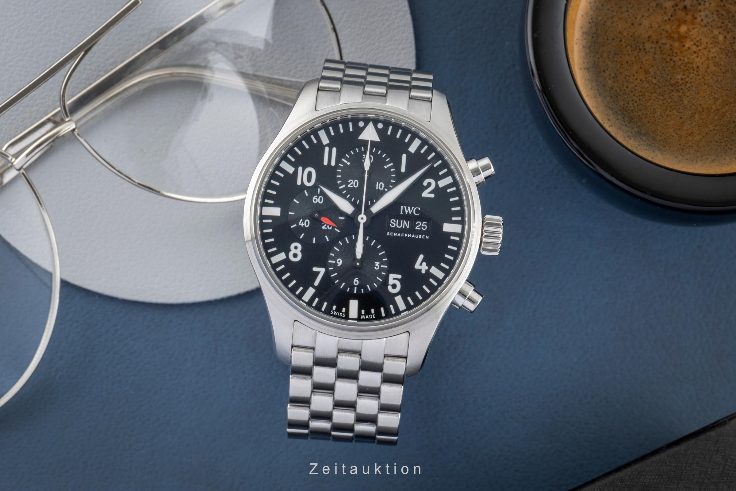IWC Fliegerchronograph chronograph Steel / rubber automatic men's watch IW377710 LP: 9000EUR  [2602709]