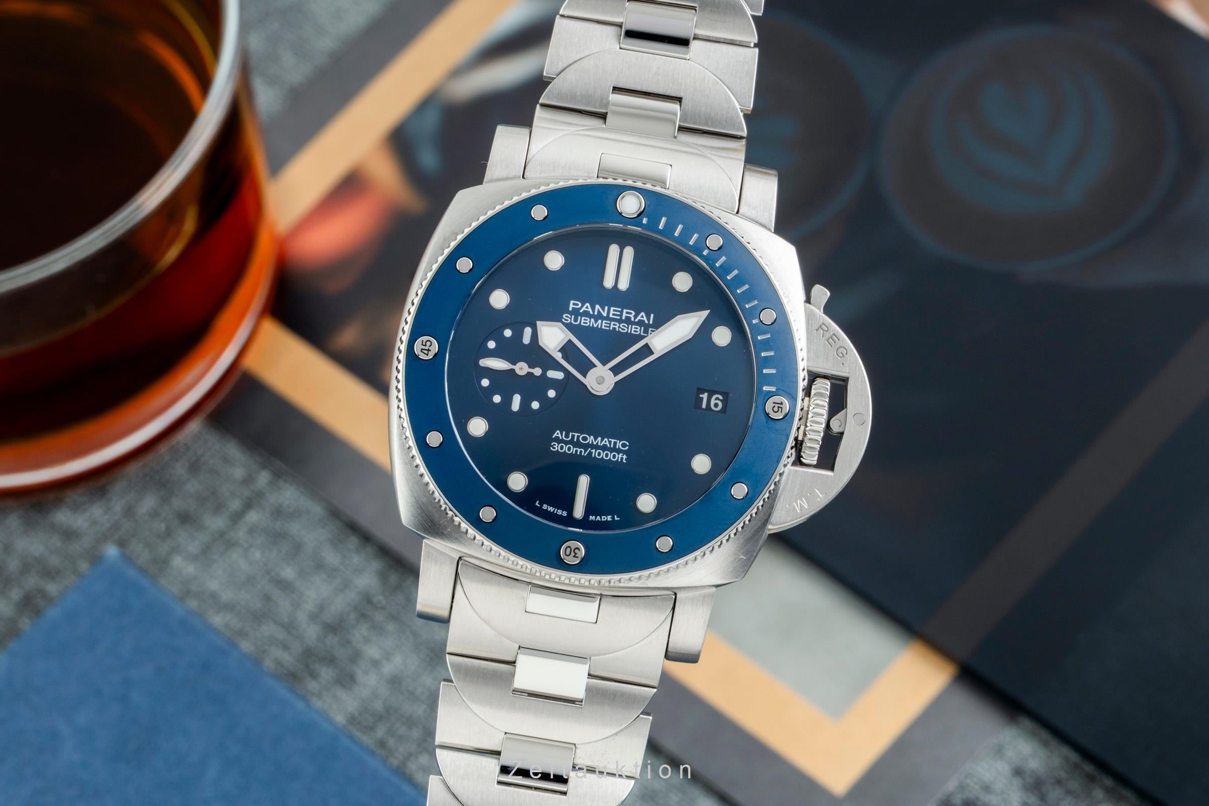 Panerai Submersible Blue Notte Stahl Automatik Herrenuhr Ref. PAM01068 B&P 2021 [2602785]