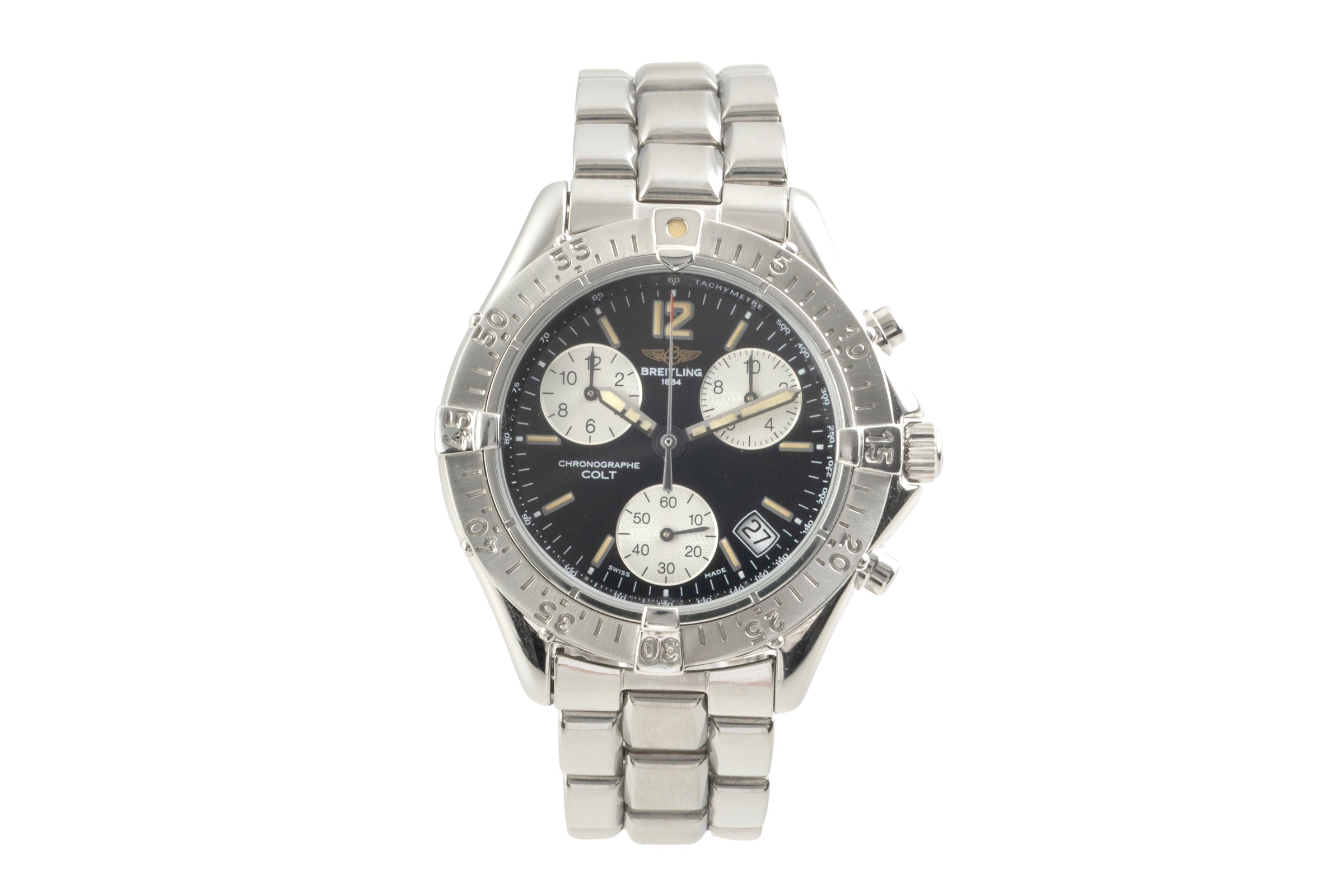 Breitling Colt Chronograph Black Dial Quarz Stahl Herrenuhr Ref. A53035 Papiere  [2602833]