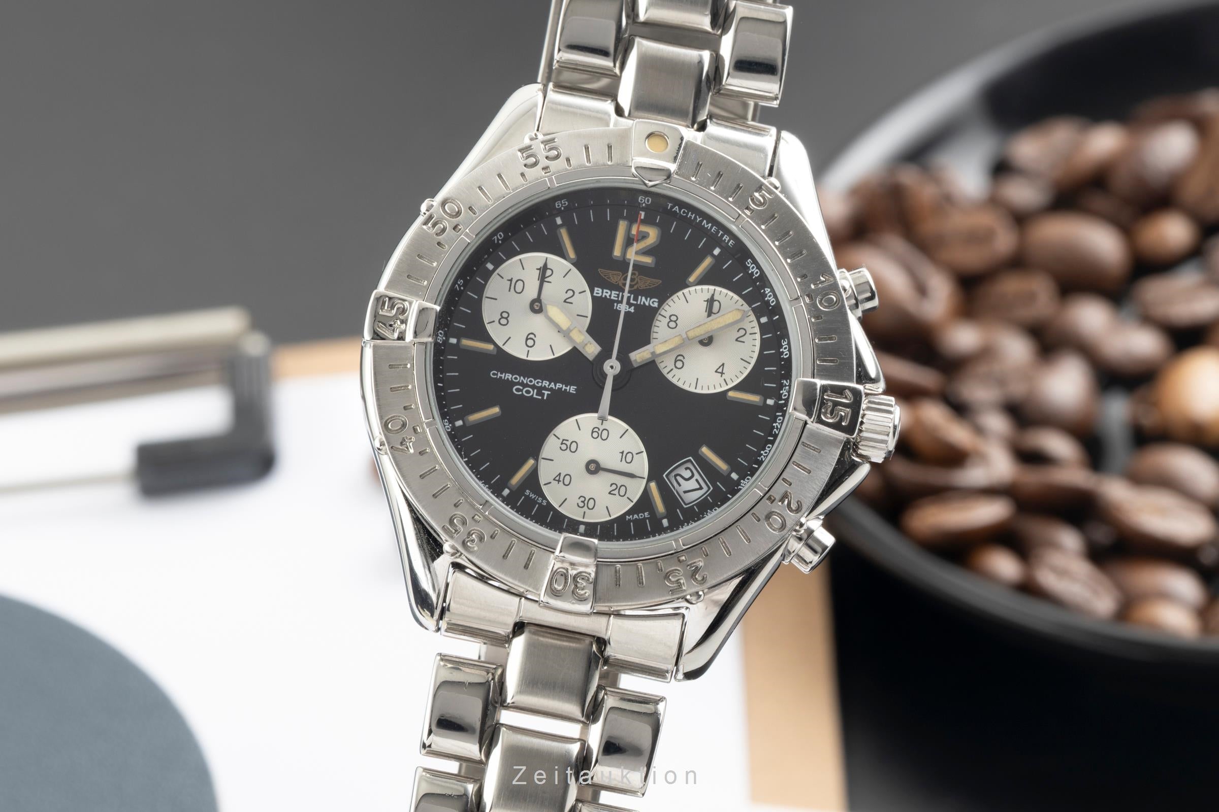 Breitling Colt Chronograph Black Dial Quarz Stahl Herrenuhr Ref. A53035 Papiere  [2602833]