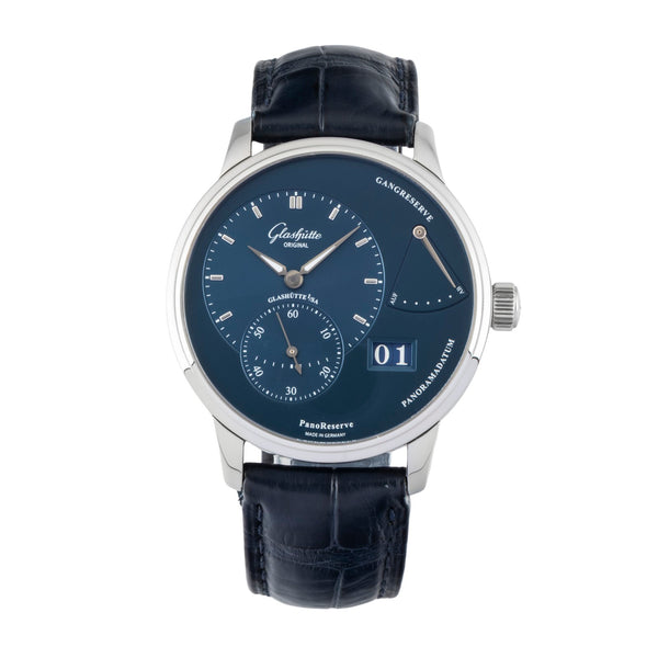 Glashütte PanoReserve acero cuerda manual reloj para caballeros 1-65-01-26-12-01 LP: 11400EUR  [2602847]