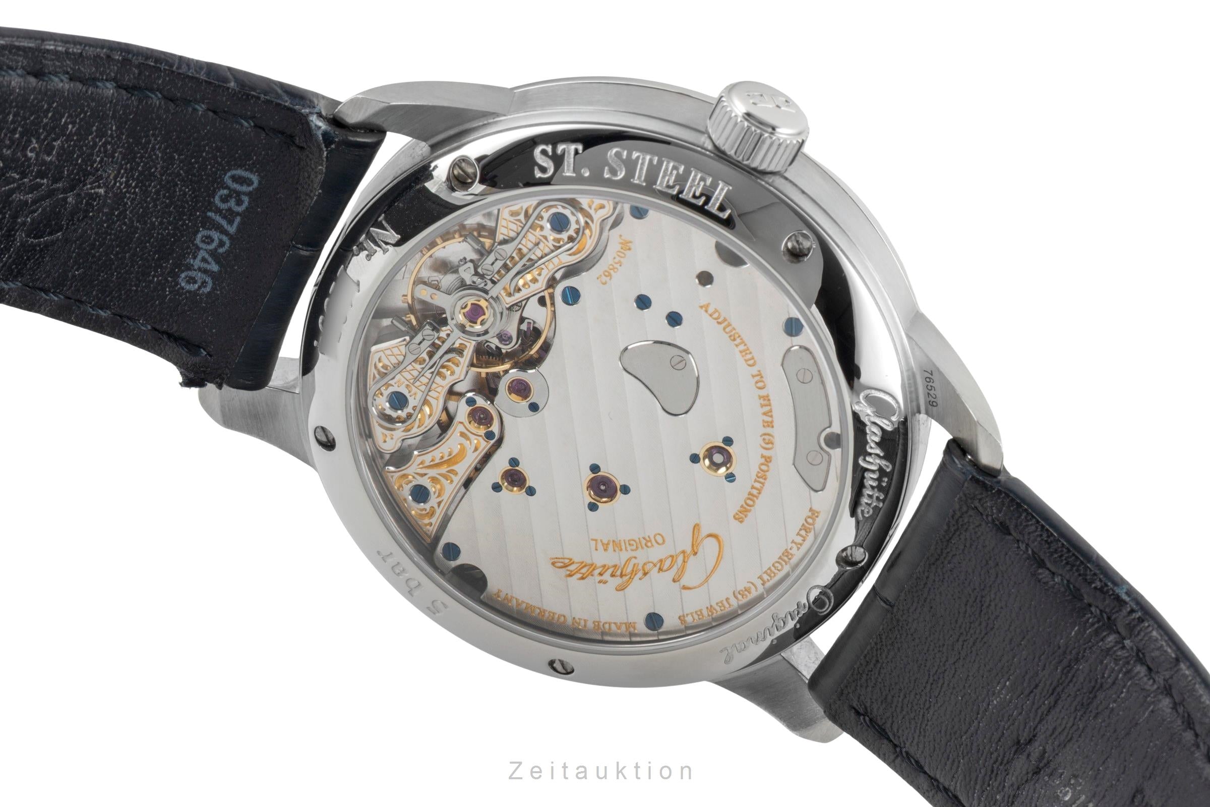 Glashütte PanoReserve acero cuerda manual reloj para caballeros 1-65-01-26-12-01 LP: 11400EUR  [2602847]