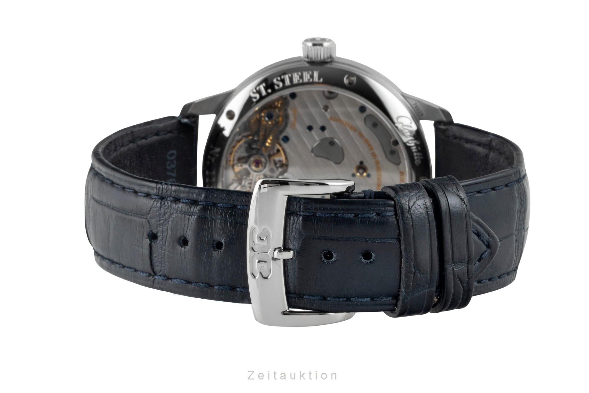 Glashütte PanoReserve acero cuerda manual reloj para caballeros 1-65-01-26-12-01 LP: 11400EUR  [2602847]