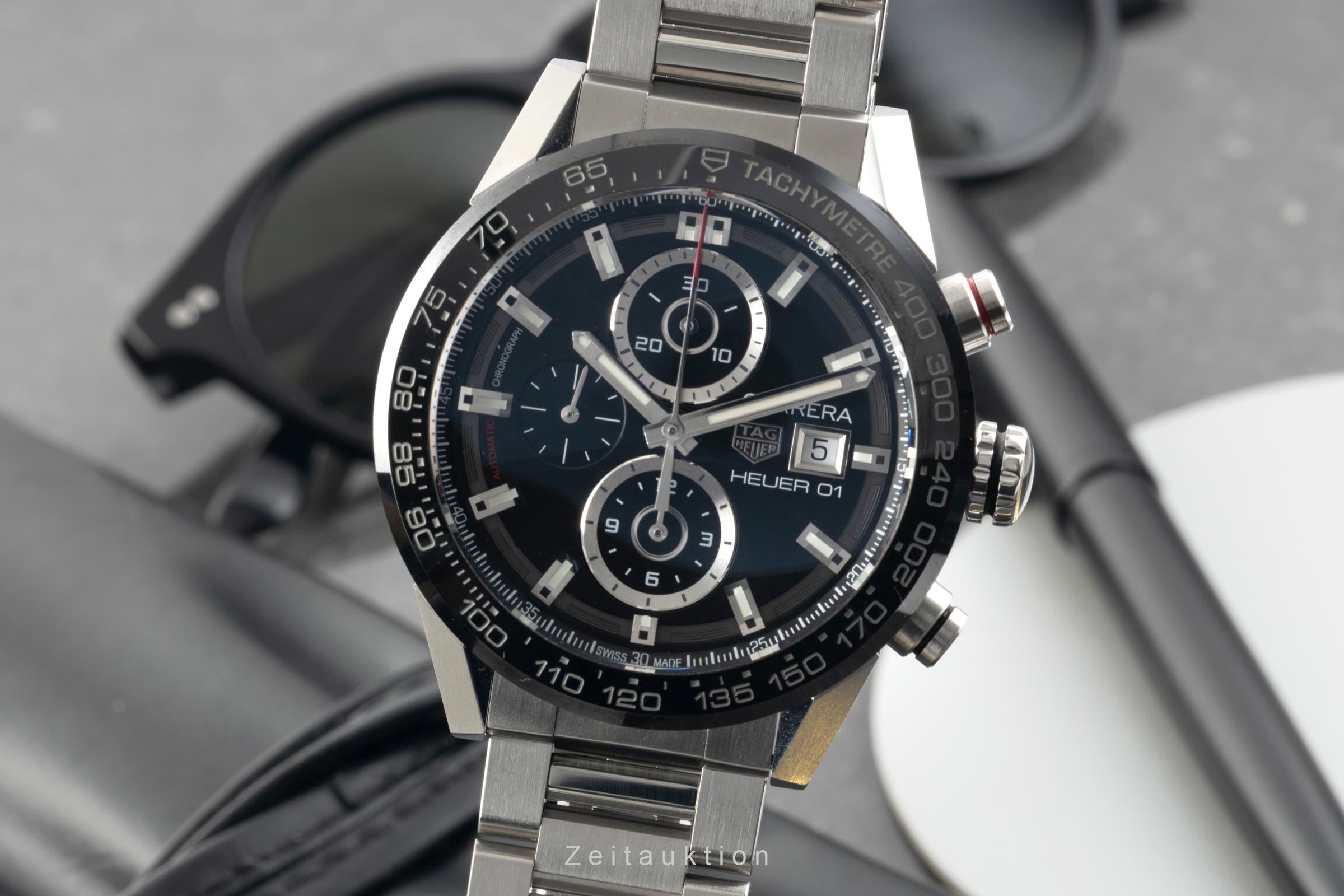 Tag Heuer Carrera Chronograph Stahl Automatik Herrenuhr CAR201Z.BA0714 B&P 2023 [2602859]