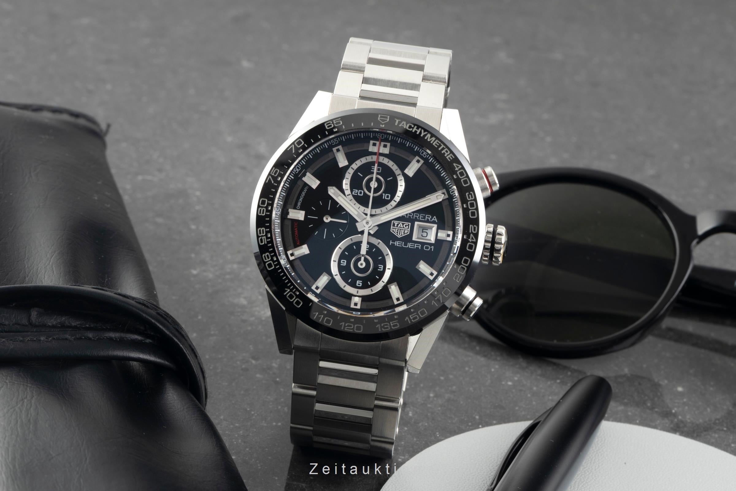 Tag Heuer Carrera Chronograph Stahl Automatik Herrenuhr CAR201Z.BA0714 B&P 2023 [2602859]