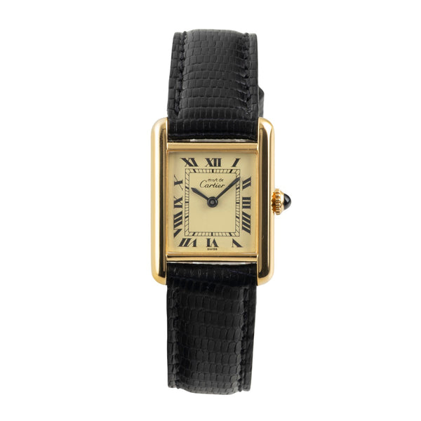 Cartier Tank silver-gilt manual winding women's watch  [2602932]