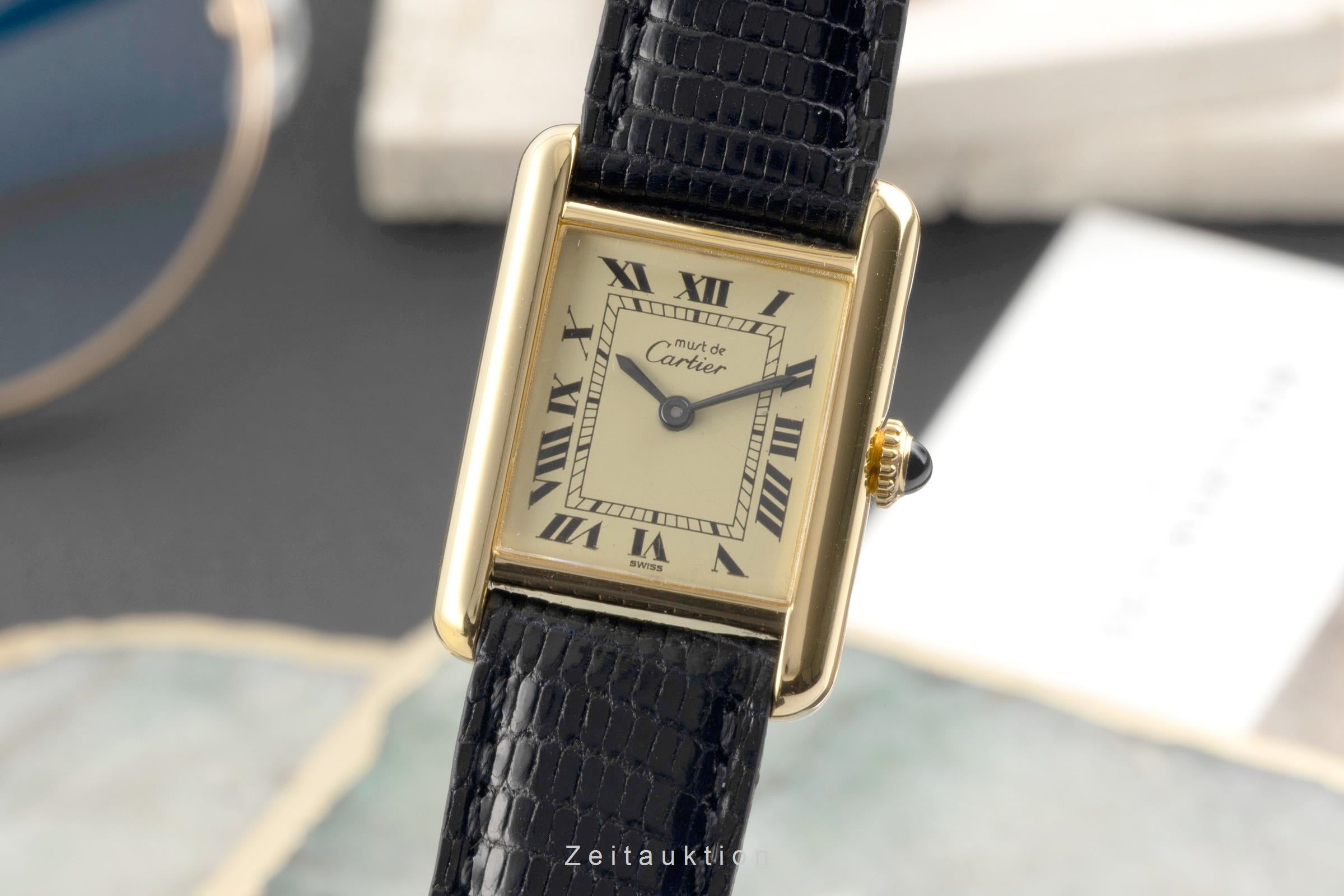 Cartier Tank silver-gilt manual winding women's watch  [2602932]