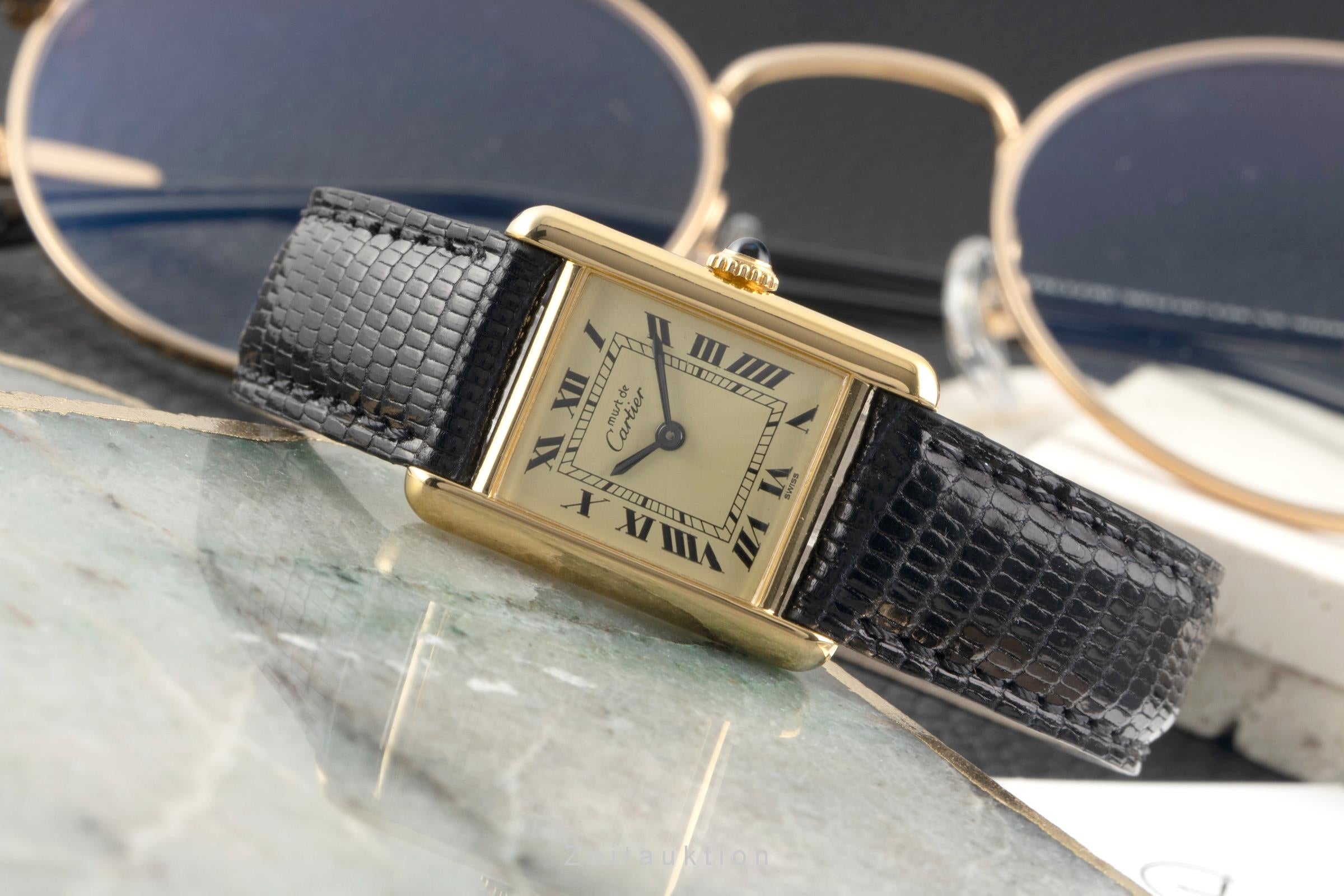 Cartier Tank silver-gilt manual winding women's watch  [2602932]
