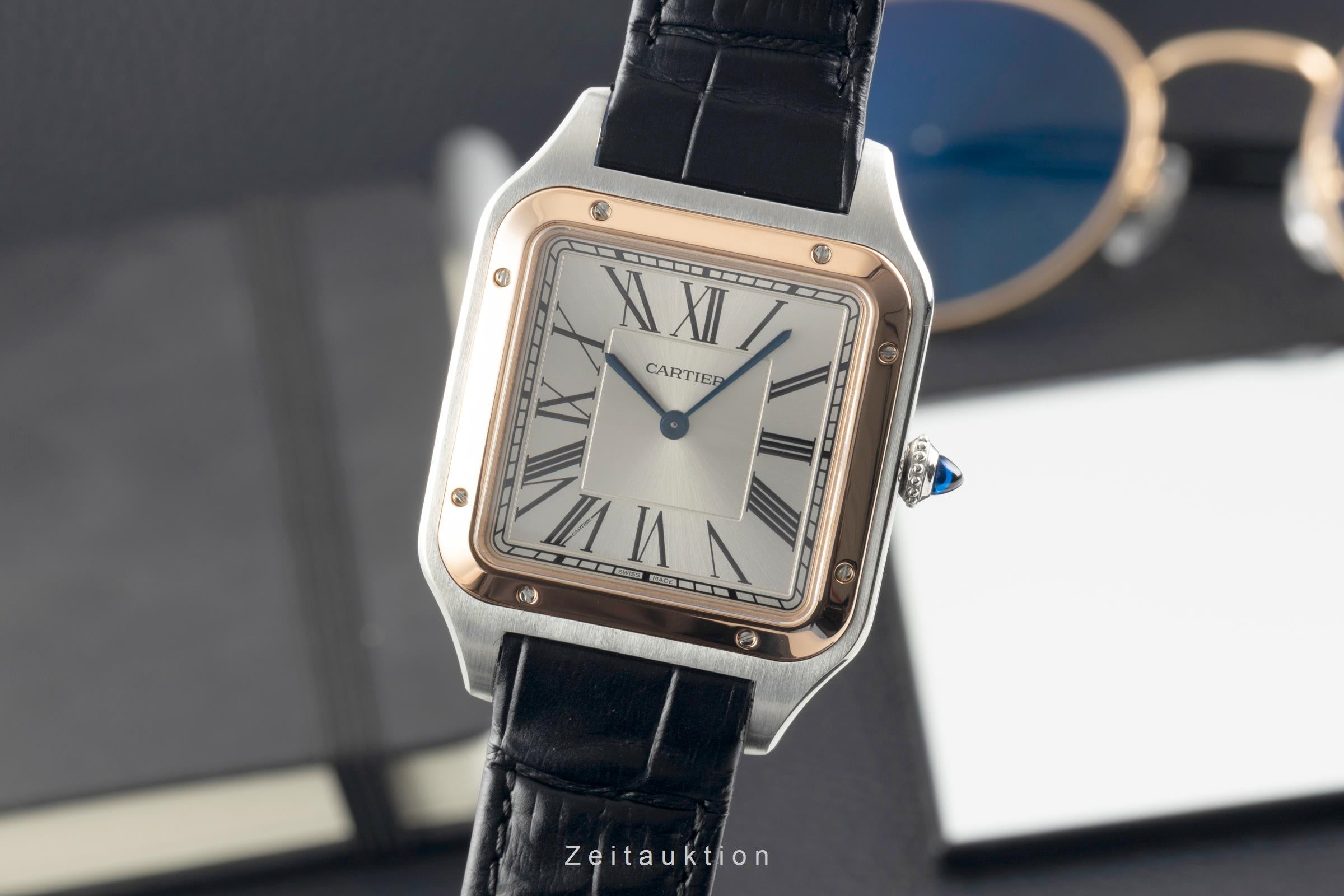 Cartier Santos Dumont Stahl / Gold Handaufzug Herrenuhr Ref. W2SA0017 B&P  [2602937]