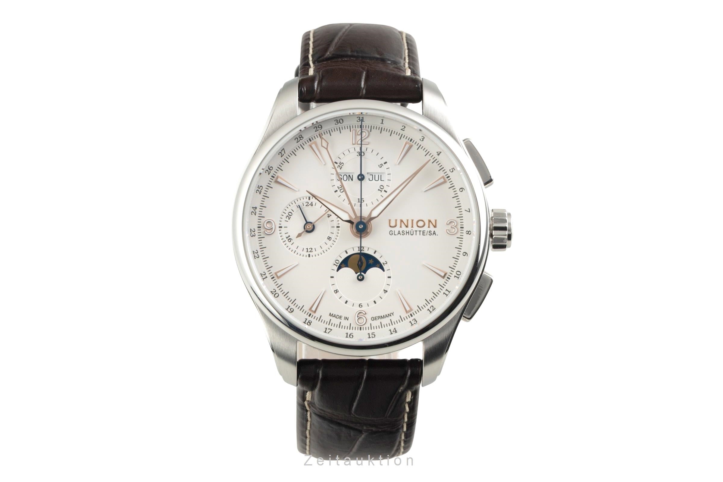 Union Glashütte Belisar cronógrafo acero automático reloj para caballeros D014.425.16.017.01 LP: 3600EUR  [2602979]