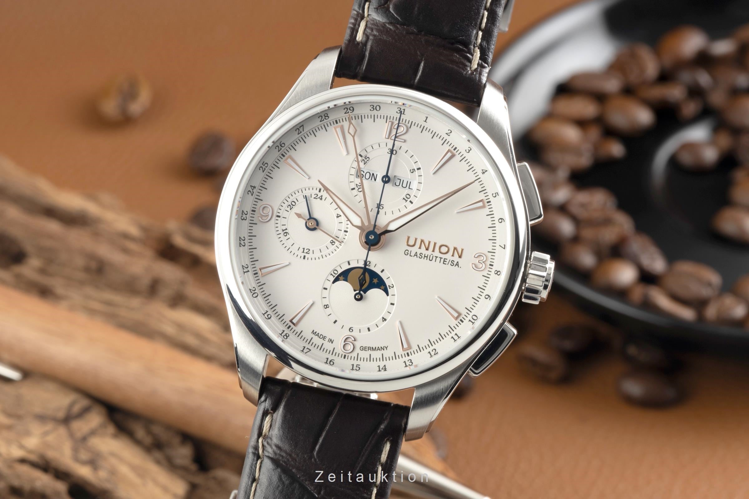 Union Glashütte Belisar cronógrafo acero automático reloj para caballeros D014.425.16.017.01 LP: 3600EUR  [2602979]