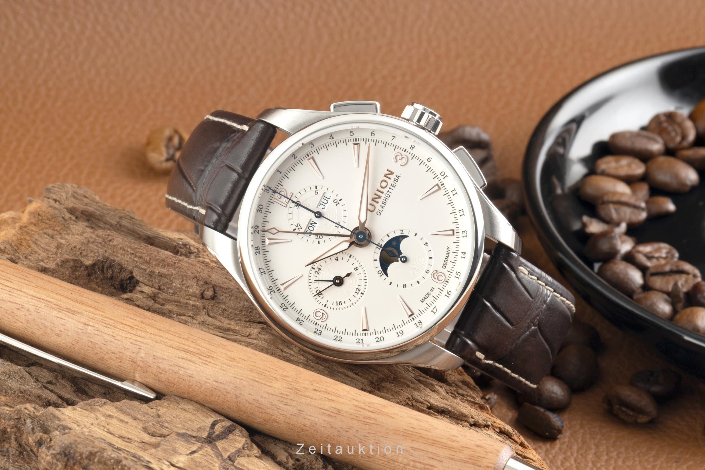 Union Glashütte Belisar cronógrafo acero automático reloj para caballeros D014.425.16.017.01 LP: 3600EUR  [2602979]