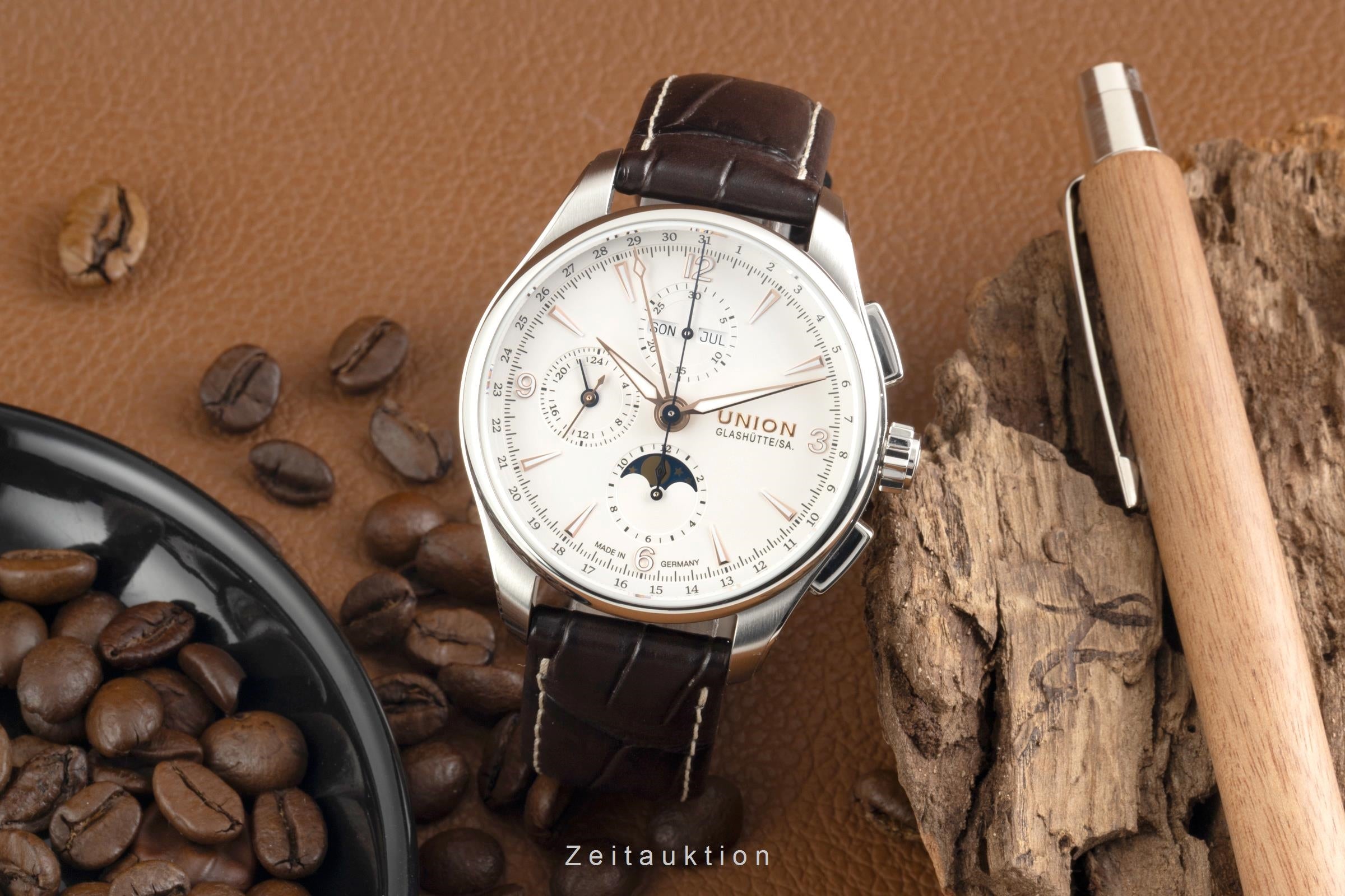 Union Glashütte Belisar cronógrafo acero automático reloj para caballeros D014.425.16.017.01 LP: 3600EUR  [2602979]