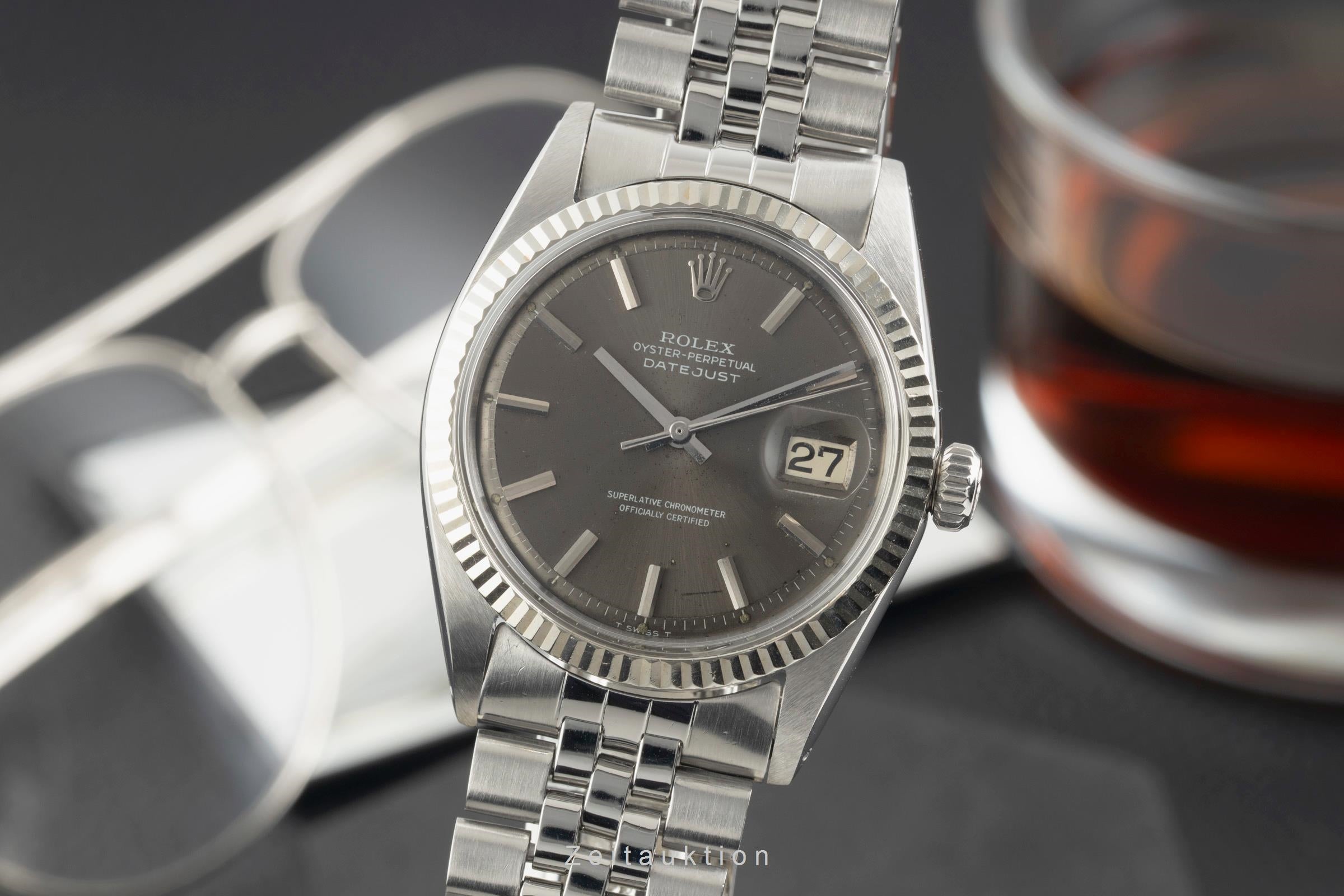 Rolex Datejust acier / or blanc automatique montre pour hommes 1601 Vintage  [2603098]