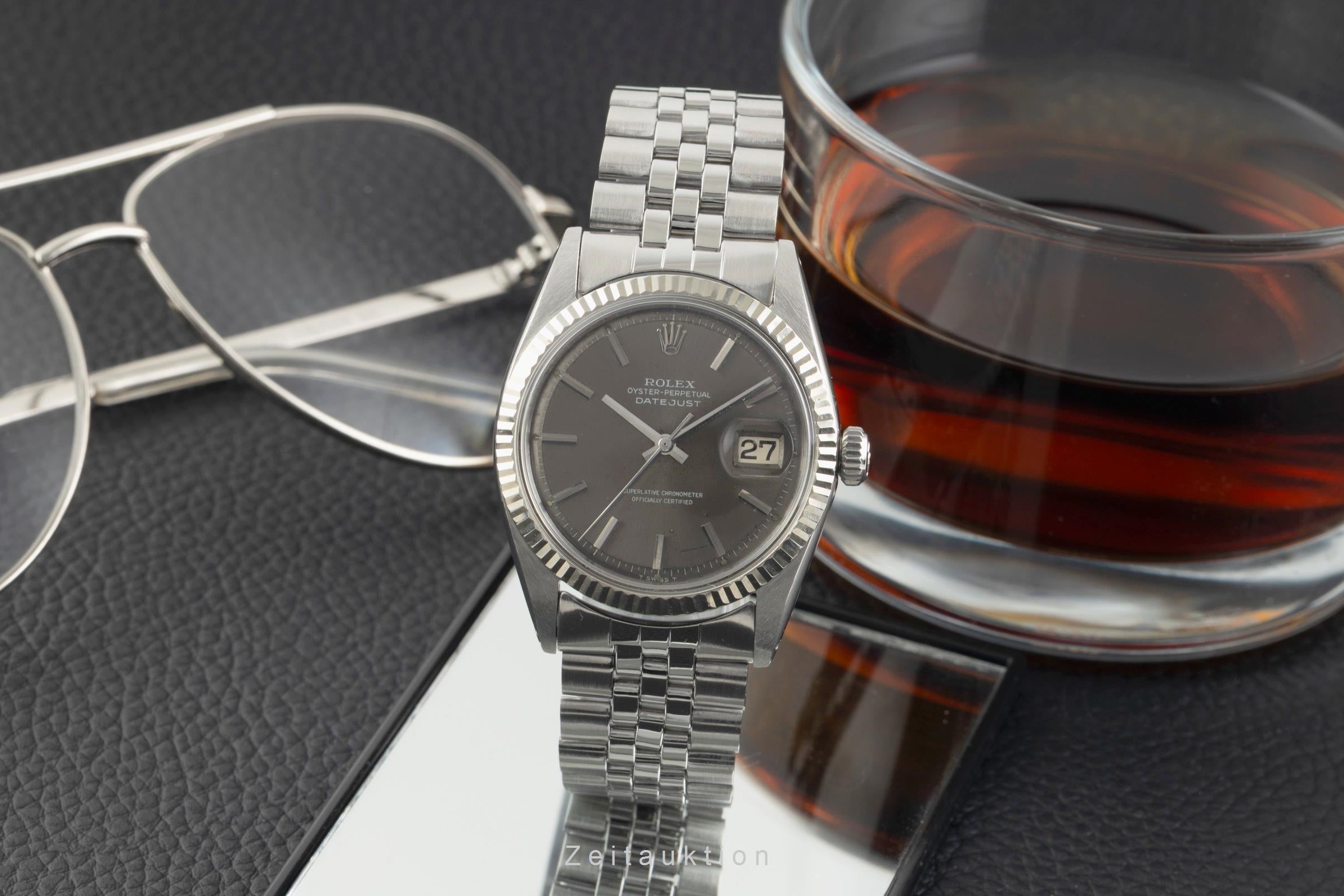 Rolex Datejust acier / or blanc automatique montre pour hommes 1601 Vintage  [2603098]