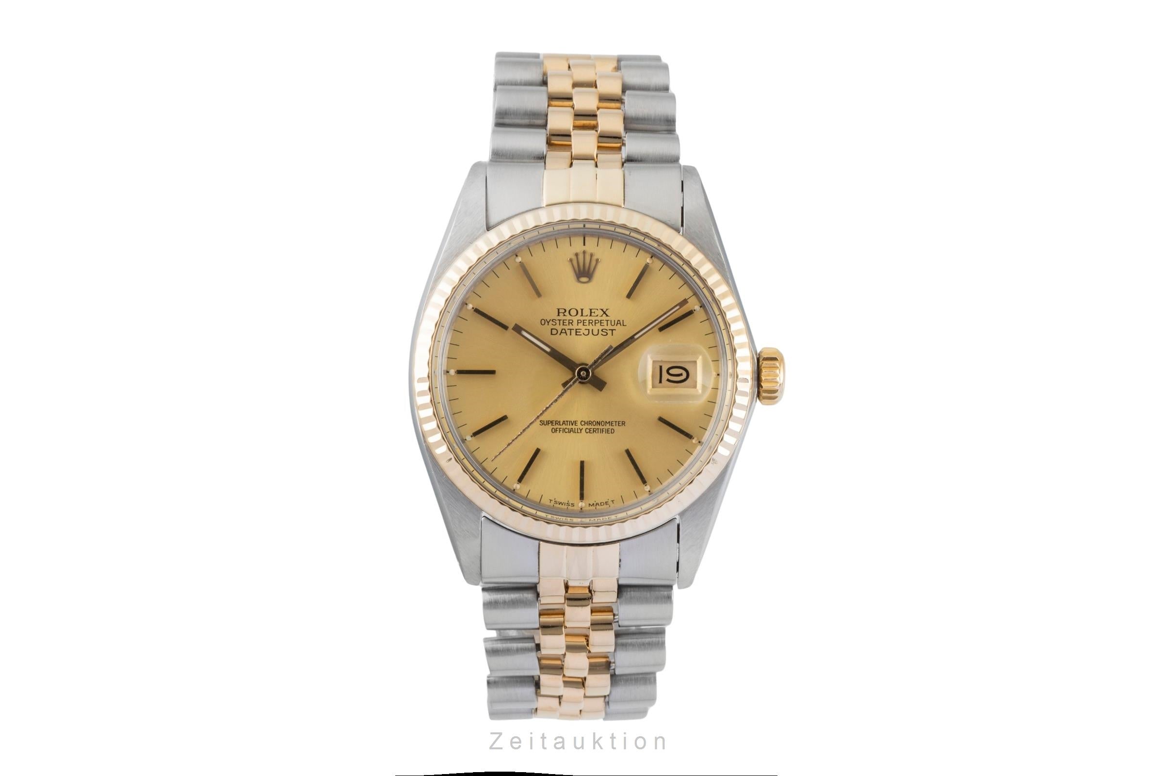 Rolex Datejust acier / or  automatique montre pour hommes 16013 Vintage  [2603100]