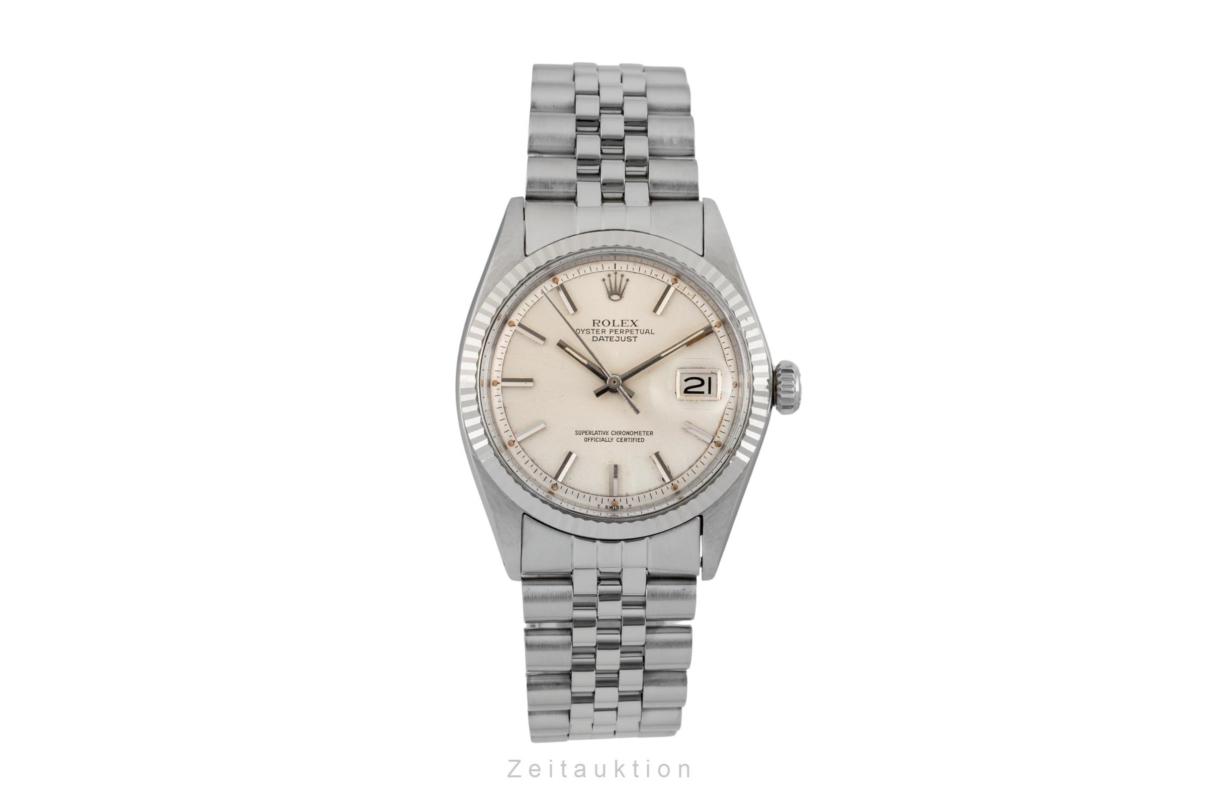 Rolex Datejust 36 Silver Dial Stahl / Weissgold Automatik Herrenuhr 1601 Vintage [2603102]