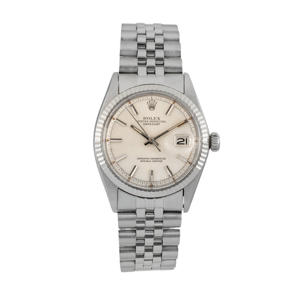 Rolex Datejust 36 Silver Dial Stahl / Weissgold Automatik Herrenuhr 1601 Vintage [2603102]