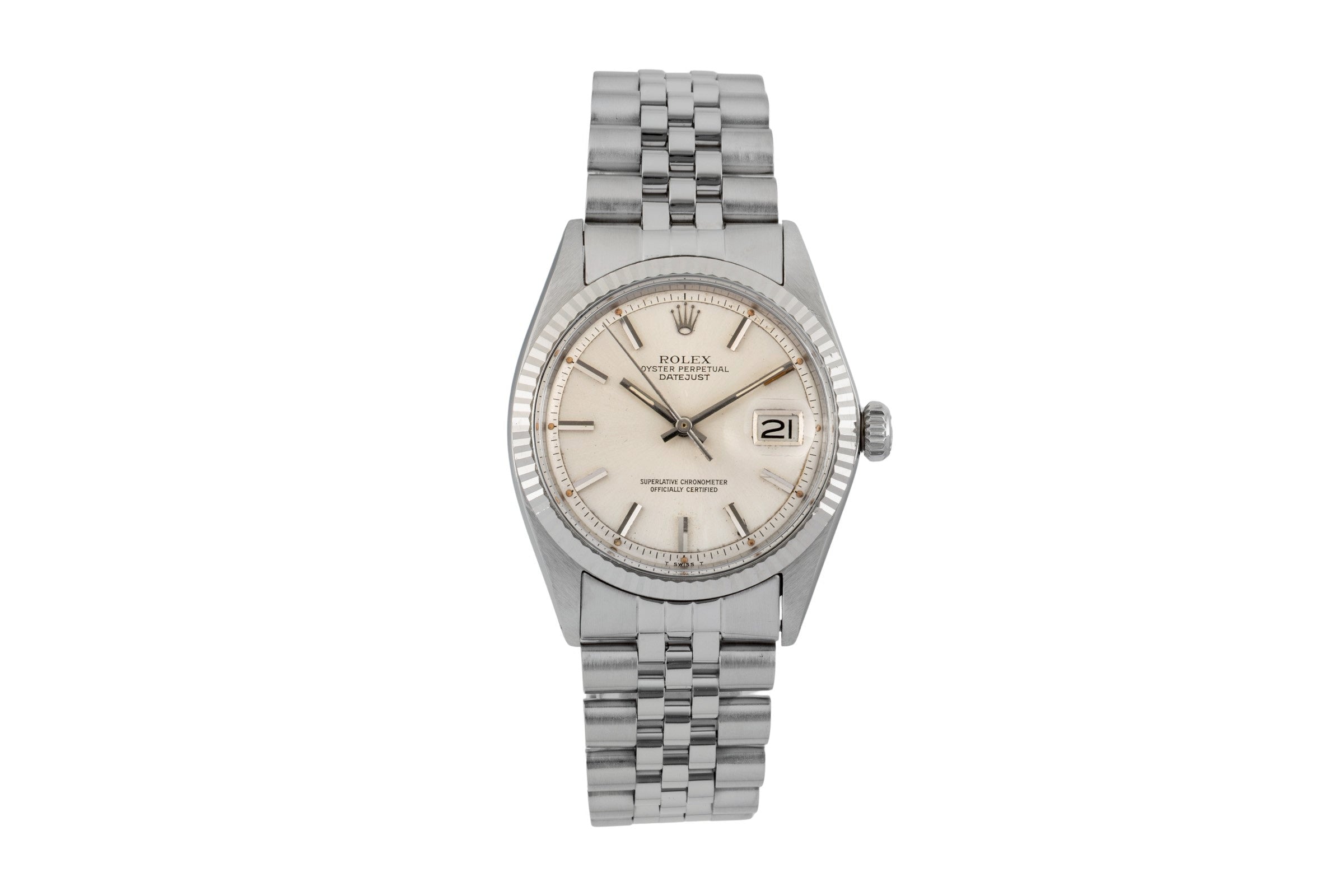 Rolex Datejust 36 Silver Dial Stahl / Weissgold Automatik Herrenuhr 1601 Vintage [2603102]