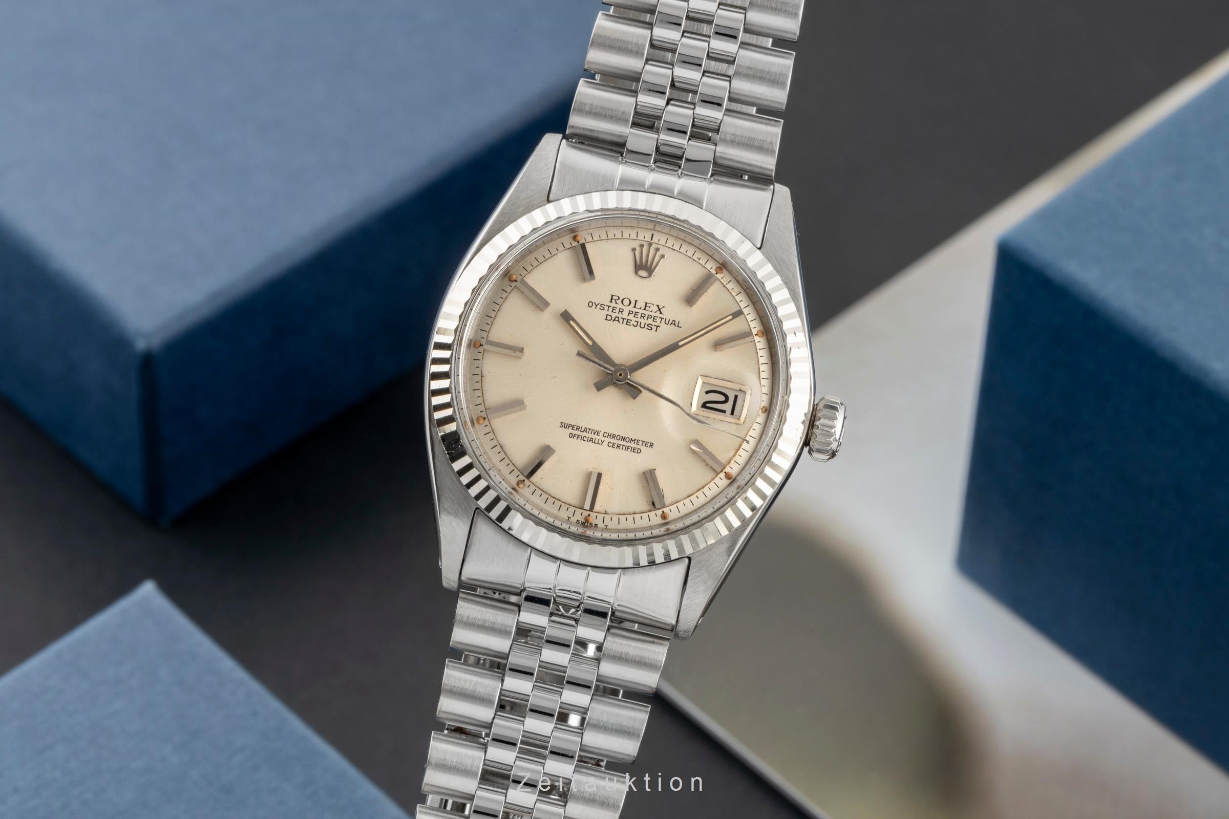 Rolex Datejust 36 Silver Dial Stahl / Weissgold Automatik Herrenuhr 1601 Vintage [2603102]