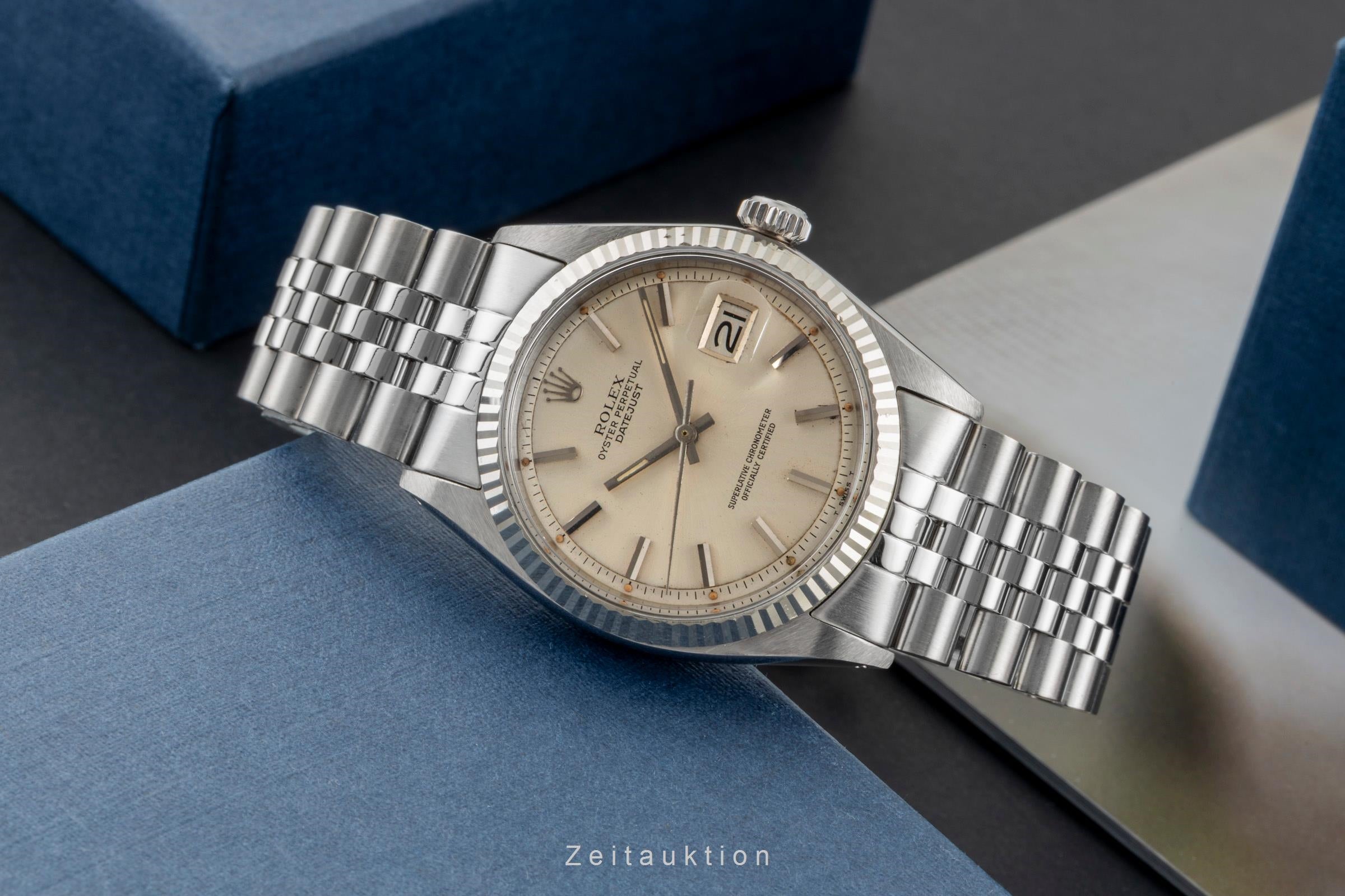 Rolex Datejust 36 Silver Dial Stahl / Weissgold Automatik Herrenuhr 1601 Vintage [2603102]