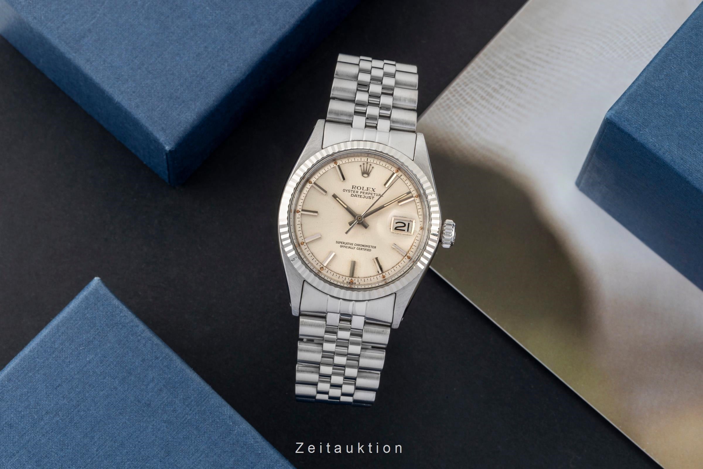 Rolex Datejust 36 Silver Dial Stahl / Weissgold Automatik Herrenuhr 1601 Vintage [2603102]