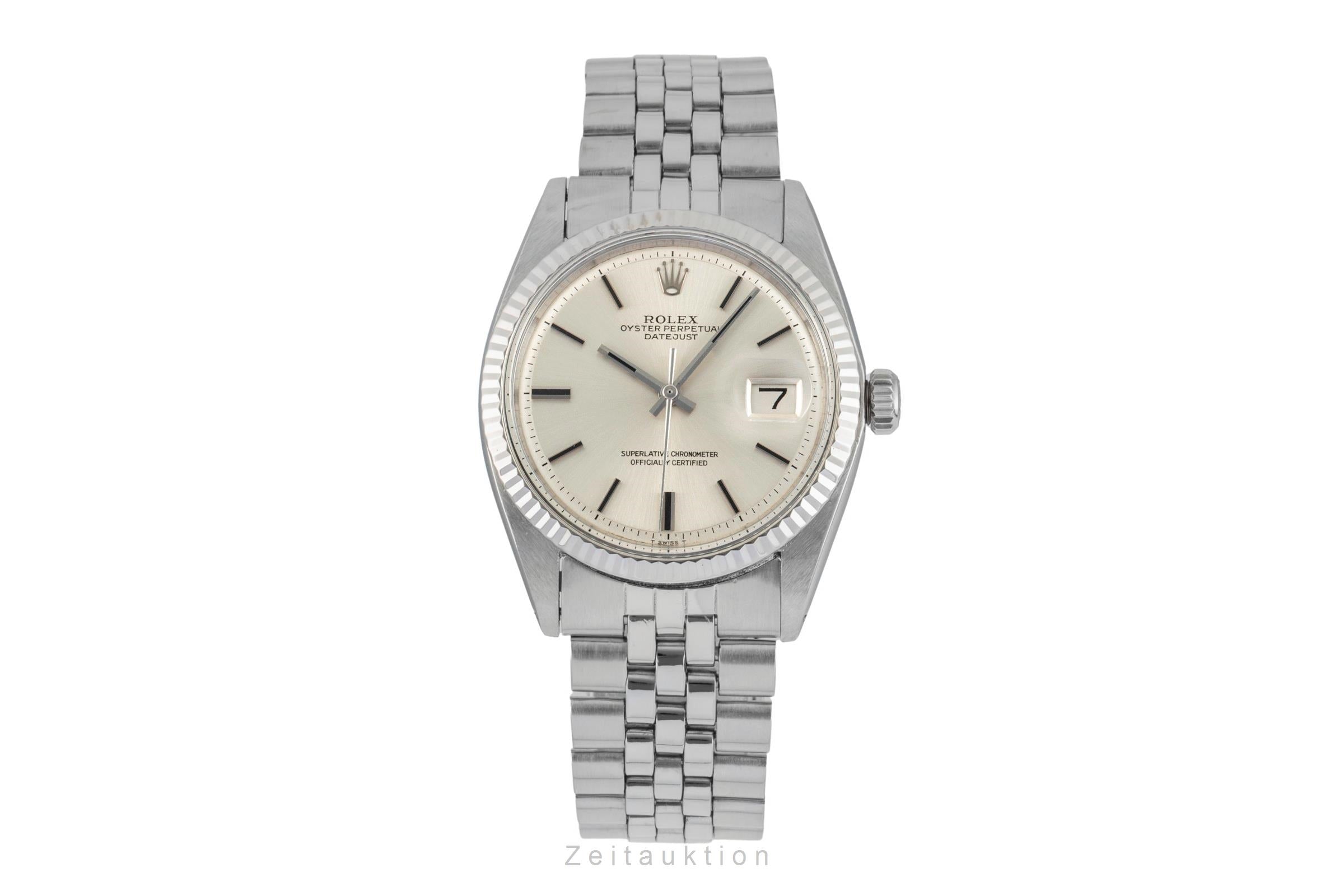 Rolex Datejust 36 Silver Dial Stahl / Weissgold Automatik Herrenuhr 1601 Vintage [2603103]