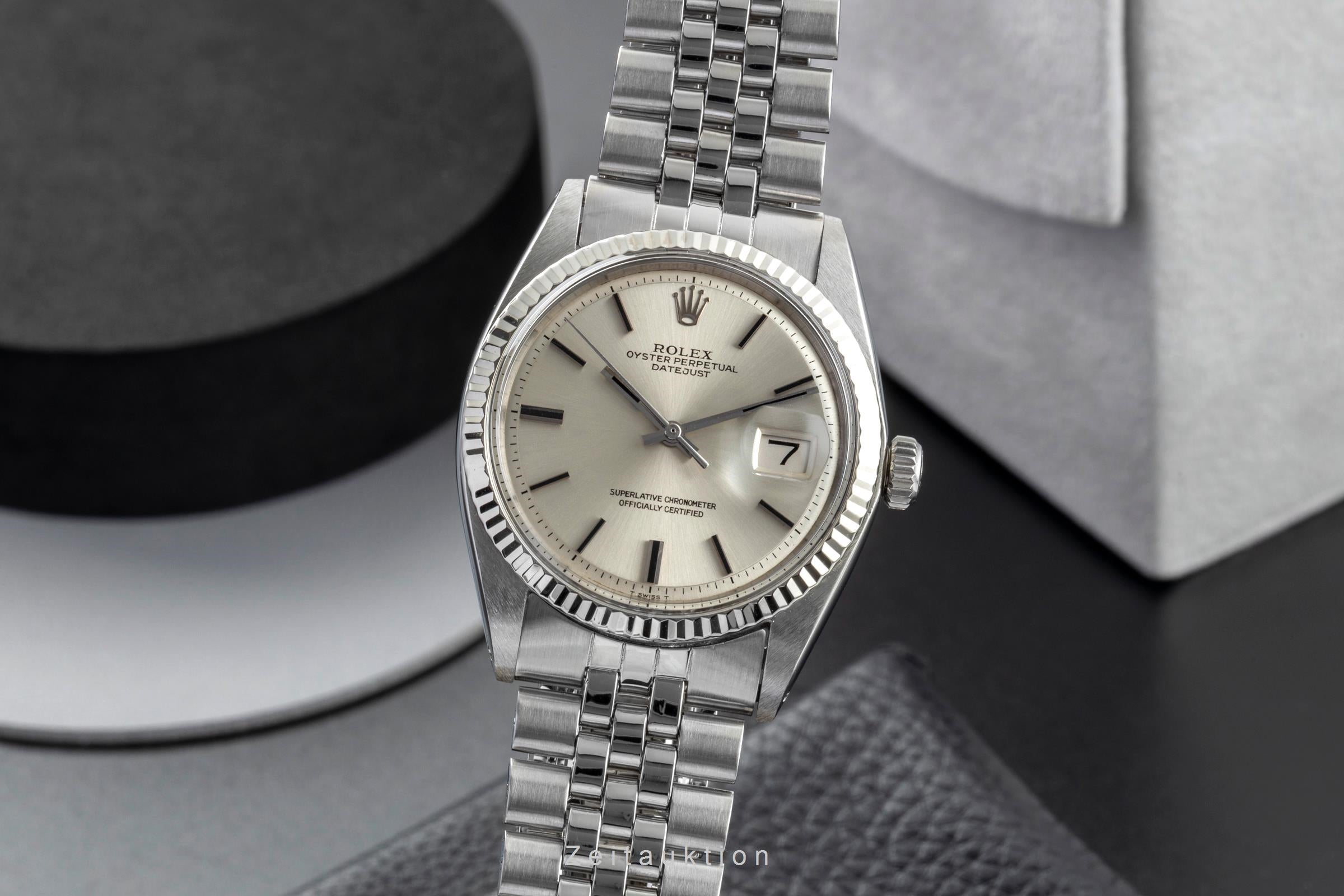 Rolex Datejust 36 Silver Dial Stahl / Weissgold Automatik Herrenuhr 1601 Vintage [2603103]