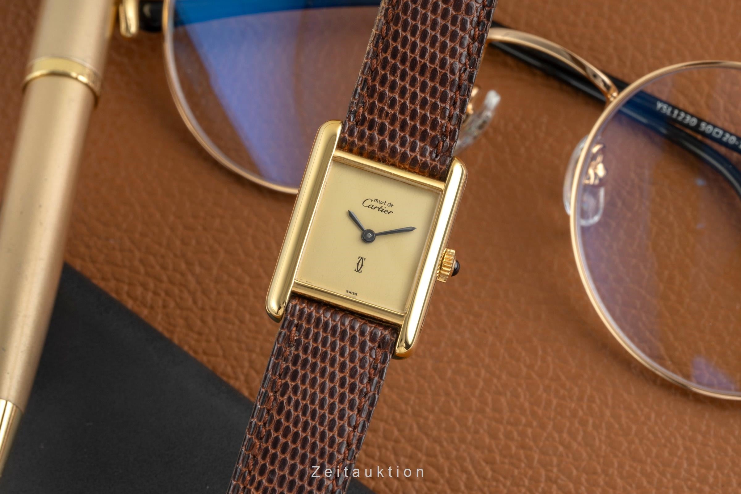 Cartier Tank argent doré à remontage manuel montre pour femmes  [2603162]