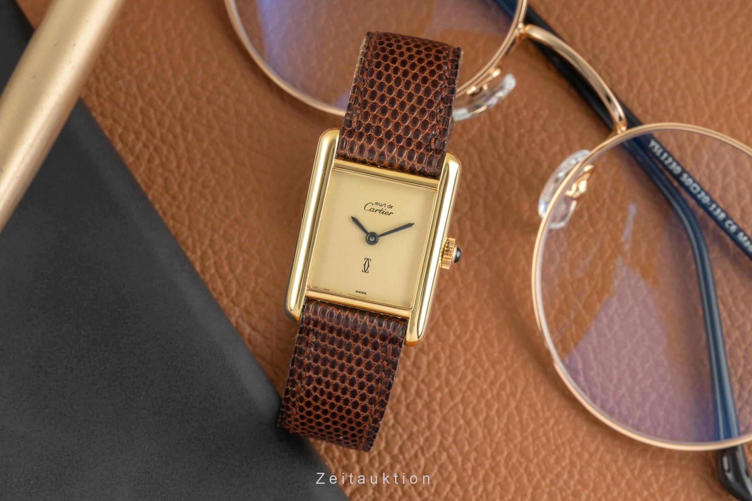 Cartier Tank argent doré à remontage manuel montre pour femmes  [2603162]
