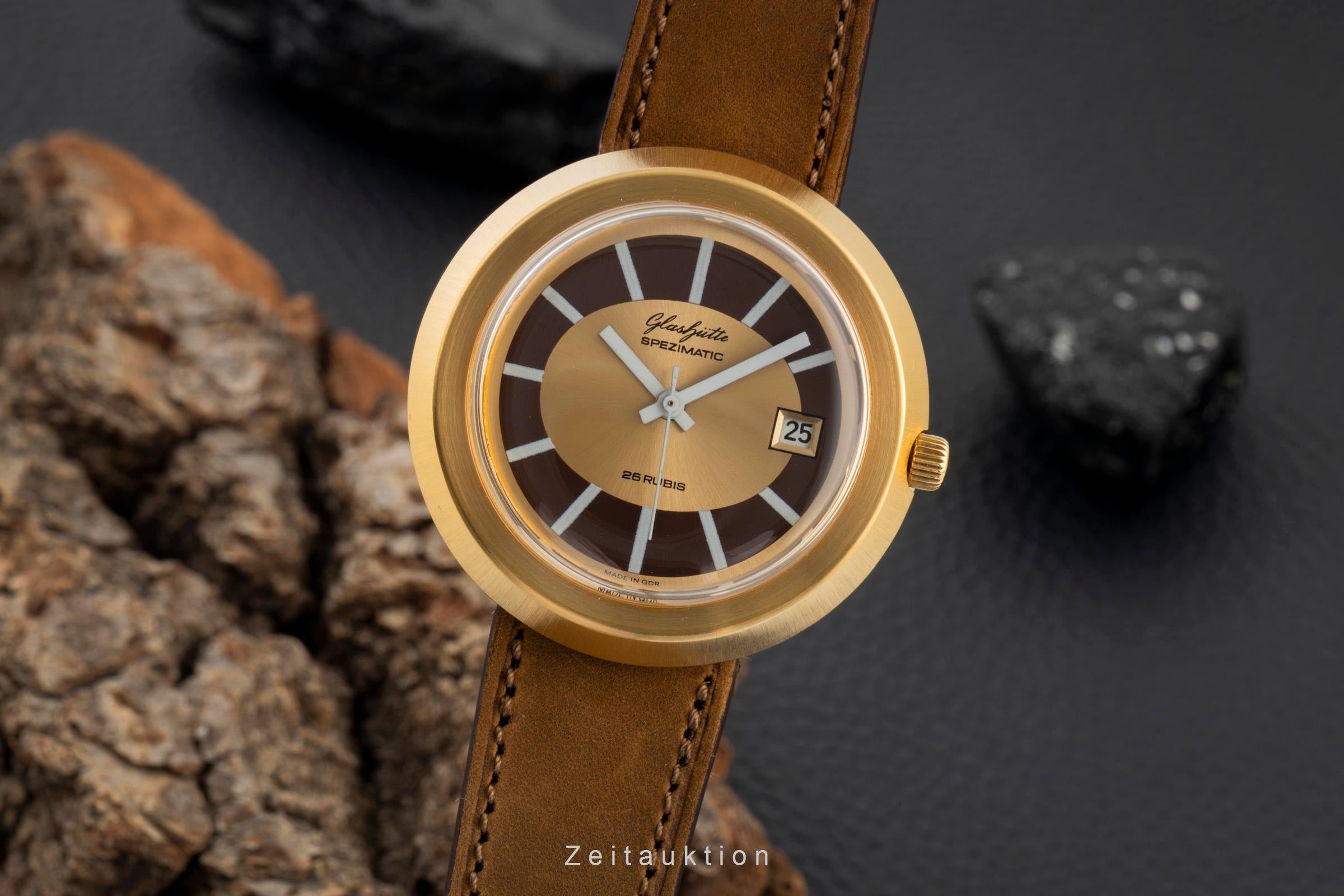 Glashütte Spezimatic latón bañado en oro automático reloj para caballeros Vintage  [2603182]