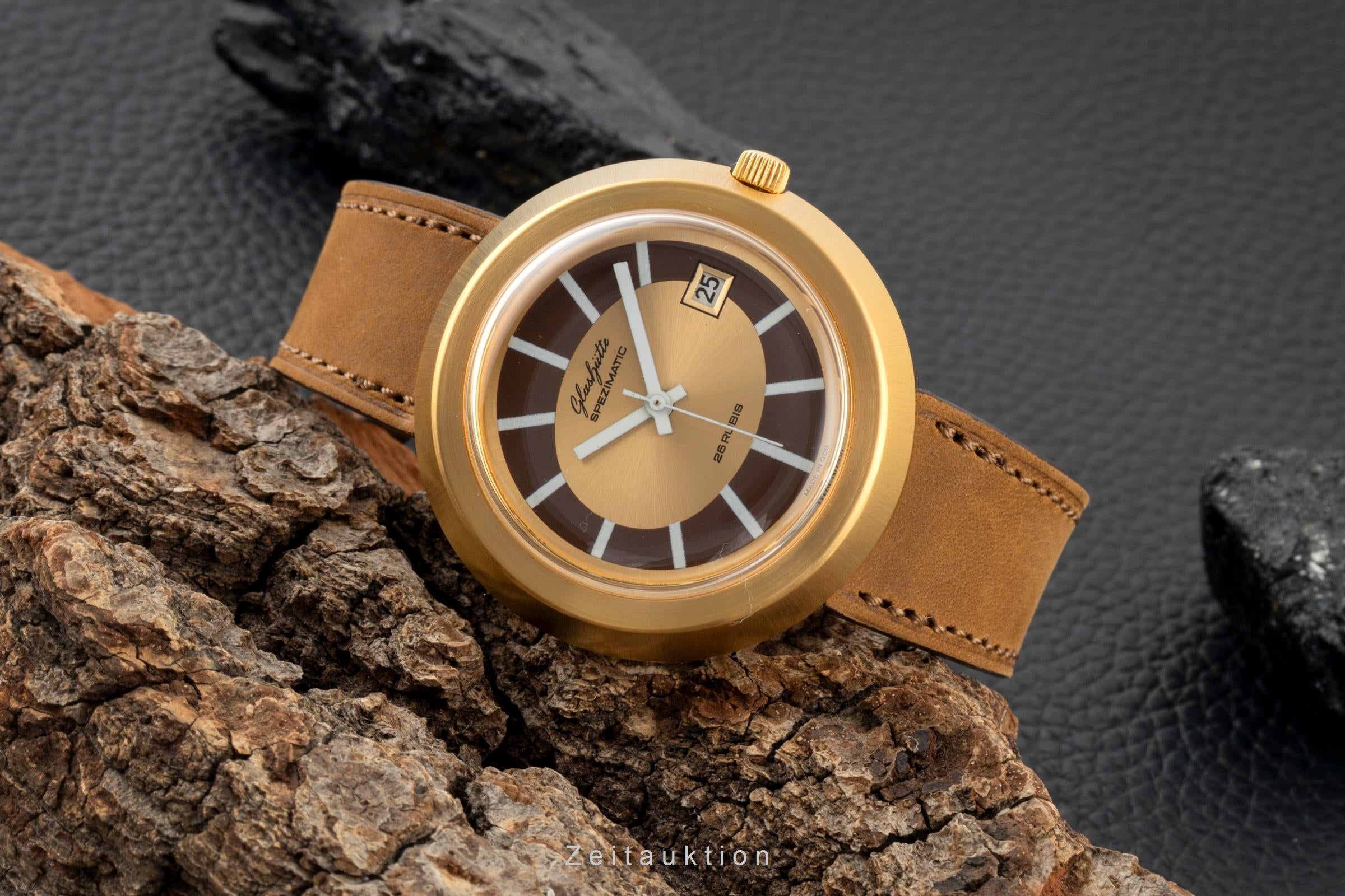 Glashütte Spezimatic latón bañado en oro automático reloj para caballeros Vintage  [2603182]