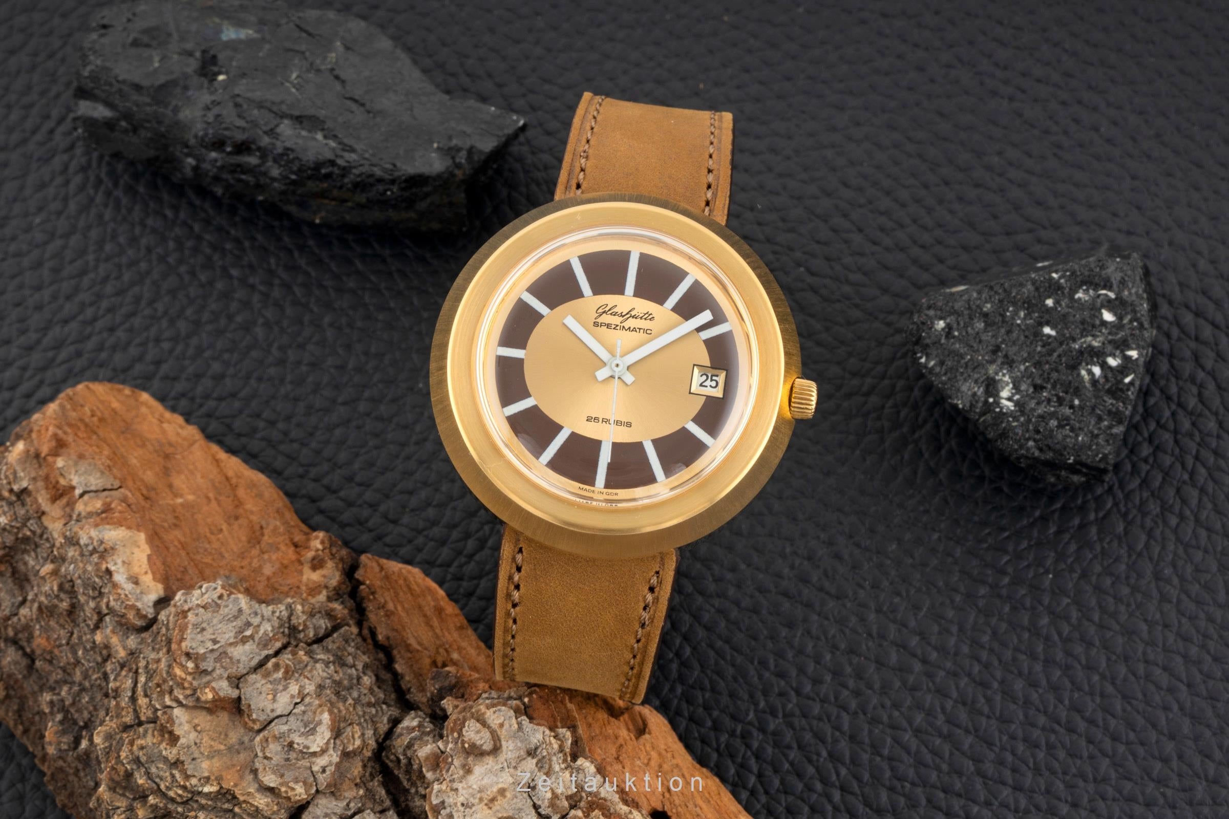 Glashütte Spezimatic latón bañado en oro automático reloj para caballeros Vintage  [2603182]