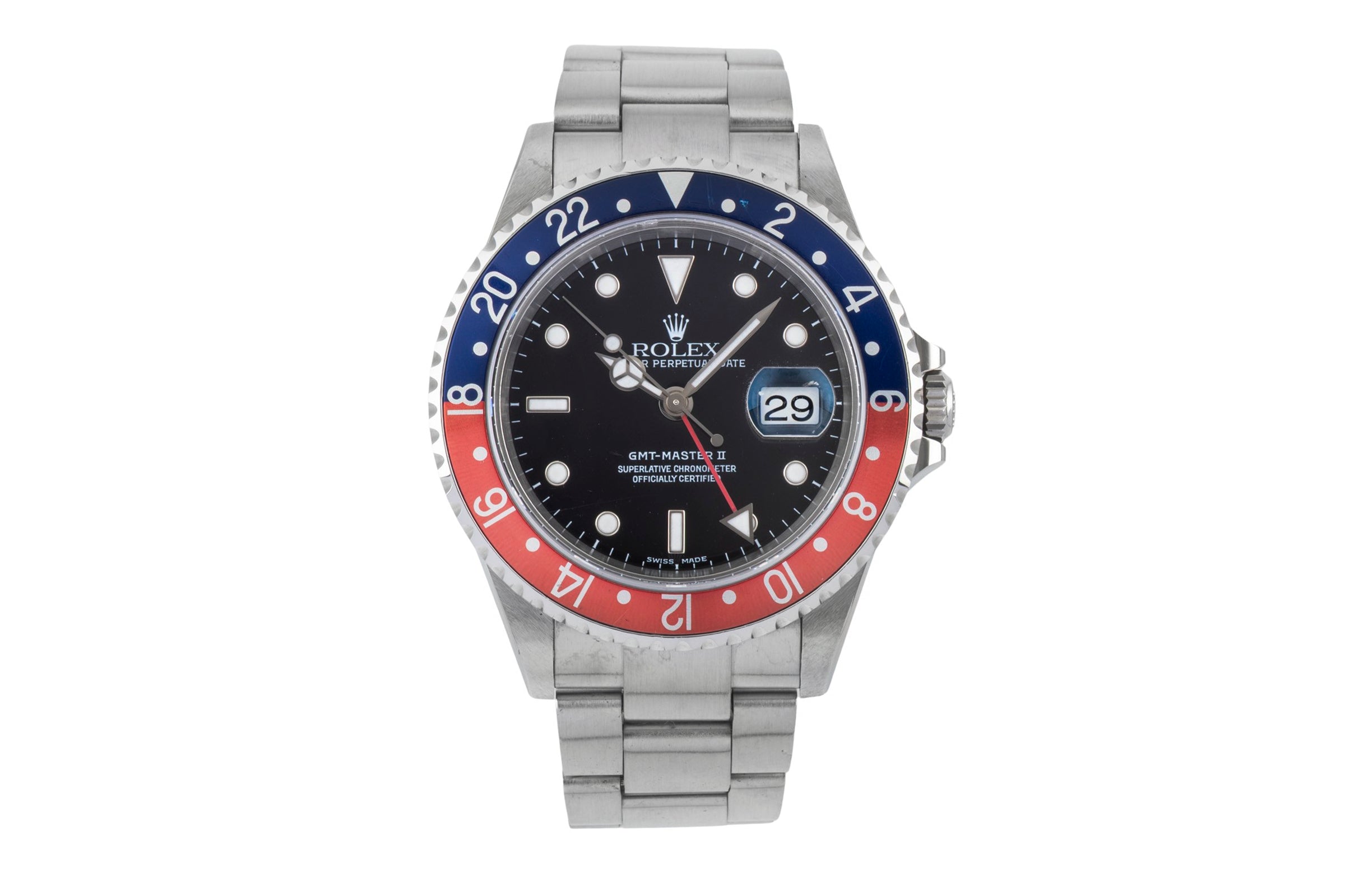 Rolex GMT-Master II Pepsi Automatik Herrenuhr Ref. 16710 Box & Papiere LC 100 [2603234]