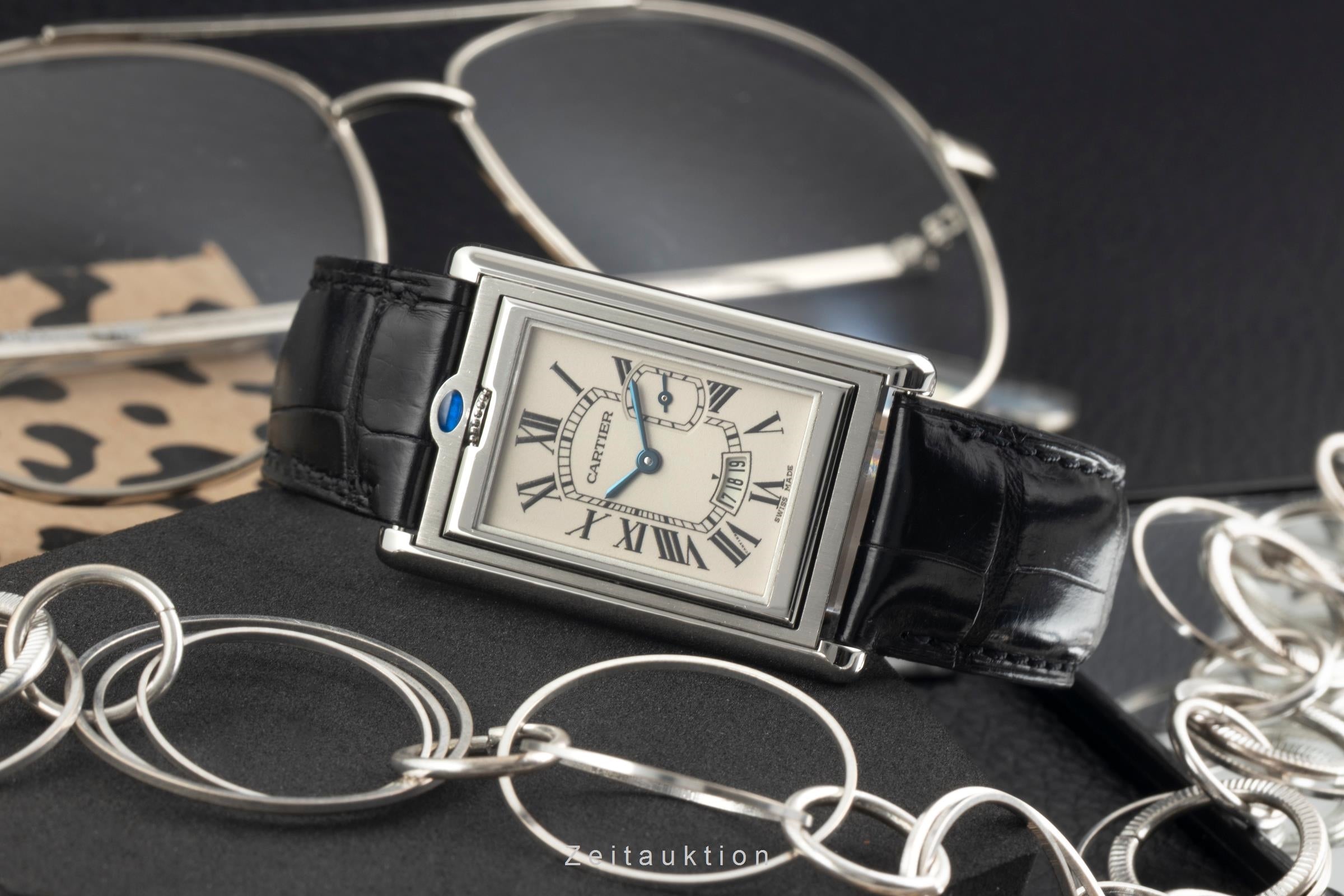 Cartier Tank steel quartz men's watch W1016055  [2603270]