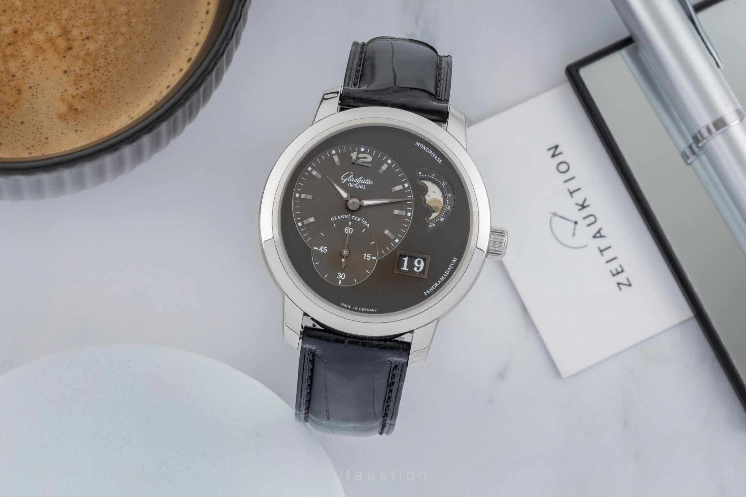 Glashütte PanoMaticLunar acero automático reloj para caballeros 90-02-36-12-05  [2603360]