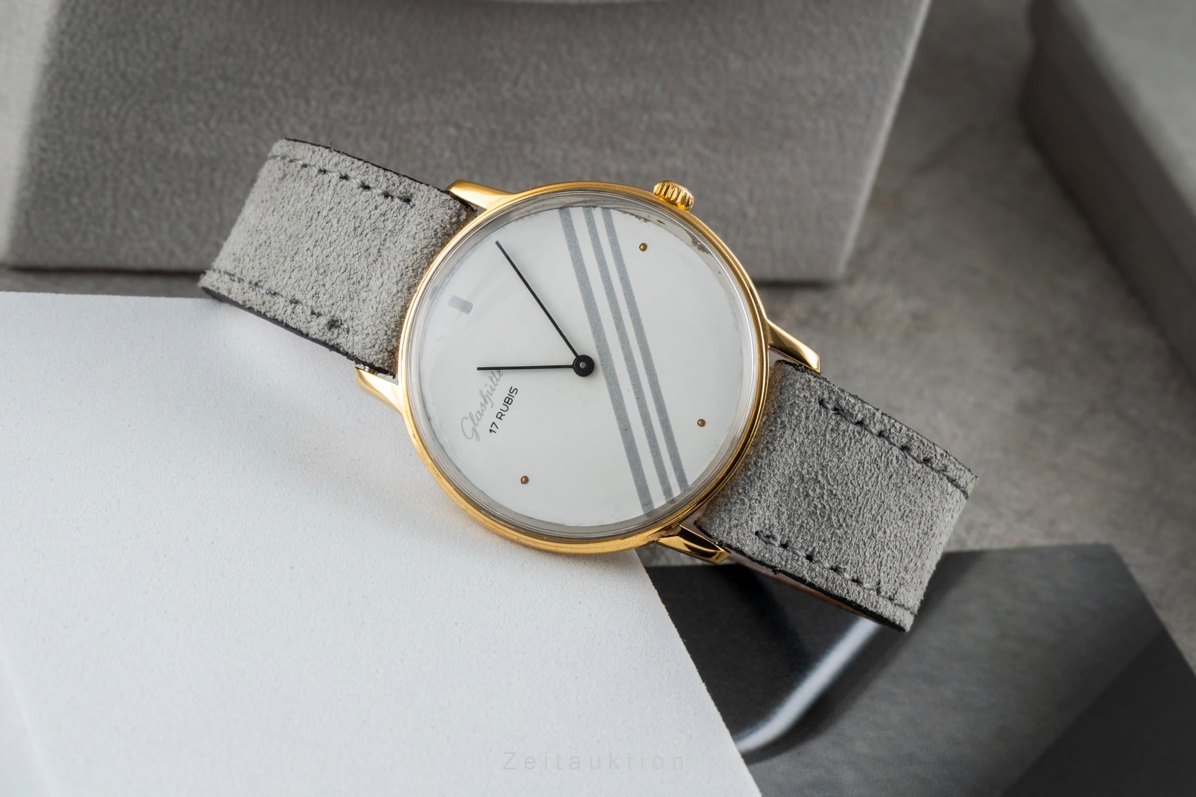 Glashütte bañado en oro cuerda manual reloj para caballeros  [2603464]