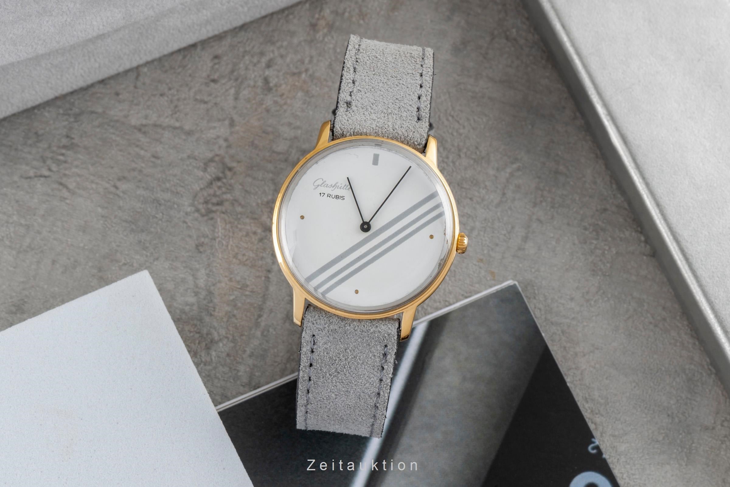 Glashütte bañado en oro cuerda manual reloj para caballeros  [2603464]