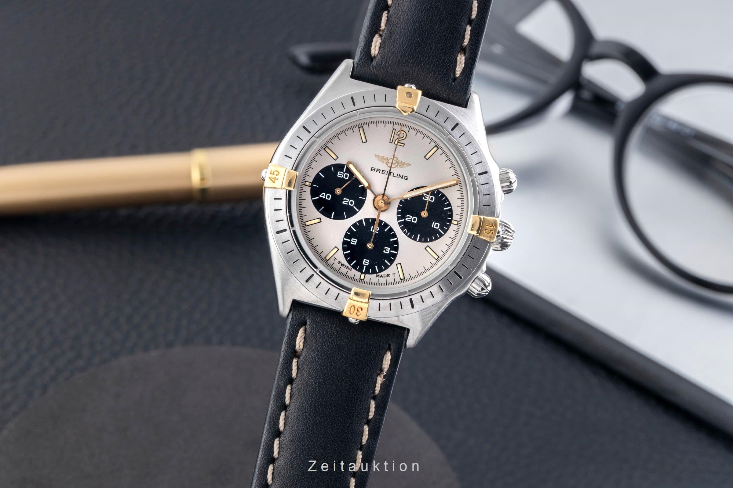 Breitling Callisto Chronograph Stahl vergoldet Handaufzug Herrenuhr Ref. 80520 [2603467]