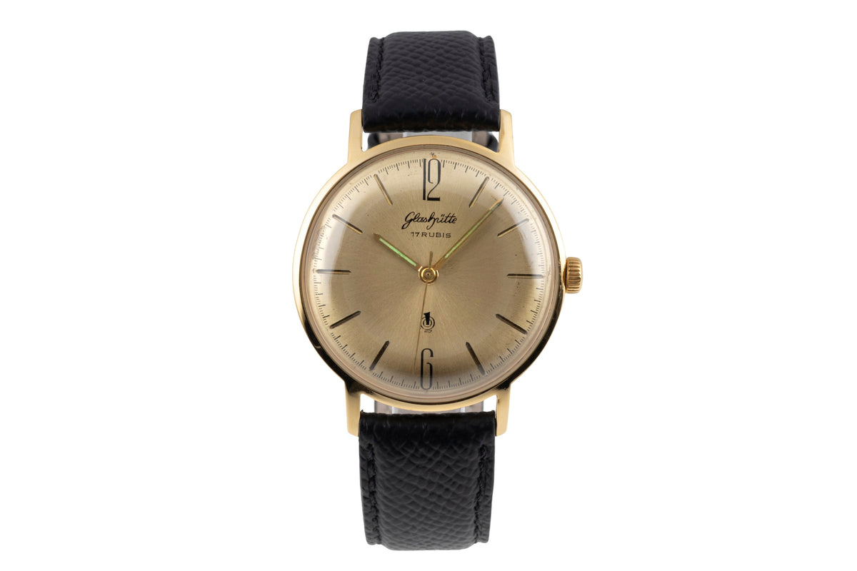 Glashütte Spezimatic Messing vergoldet Handaufzug Herrenuhr Klassiker Vintage  [2603479]