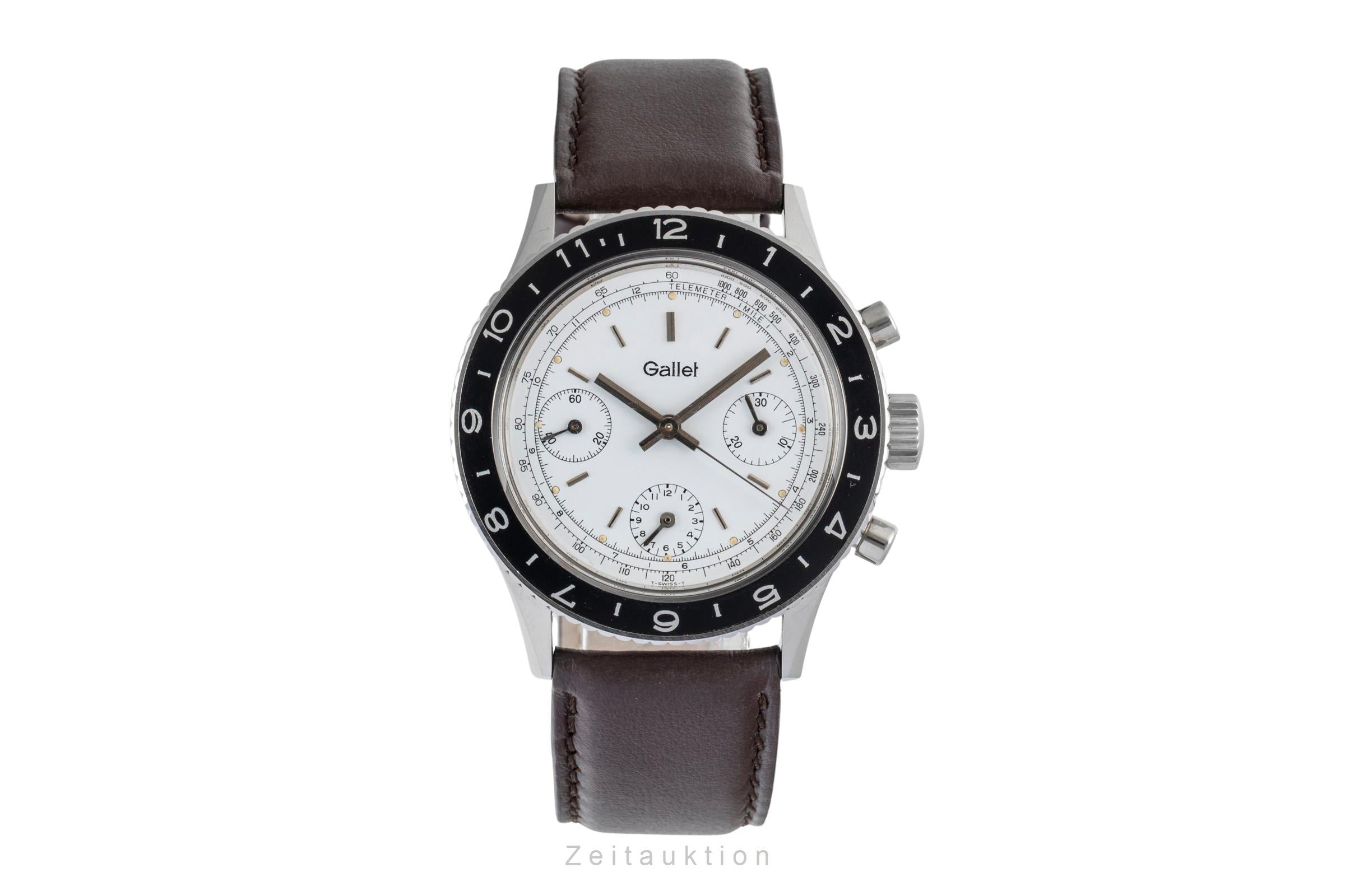 Gallet Multichron Pilot chronograph steel manual winding men's watch Vintage  [2603518]